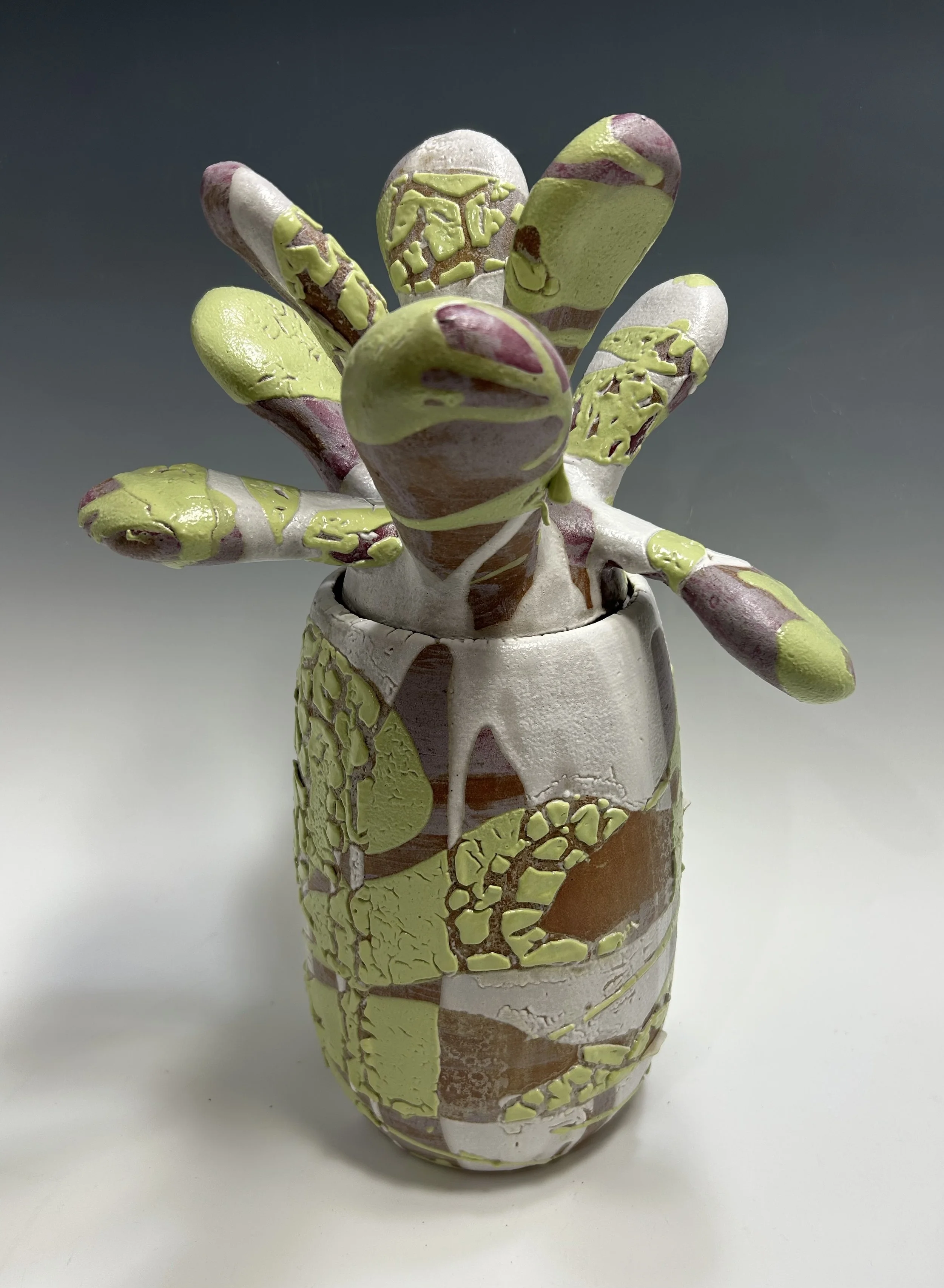 Green and Purple Long Leaf Jar