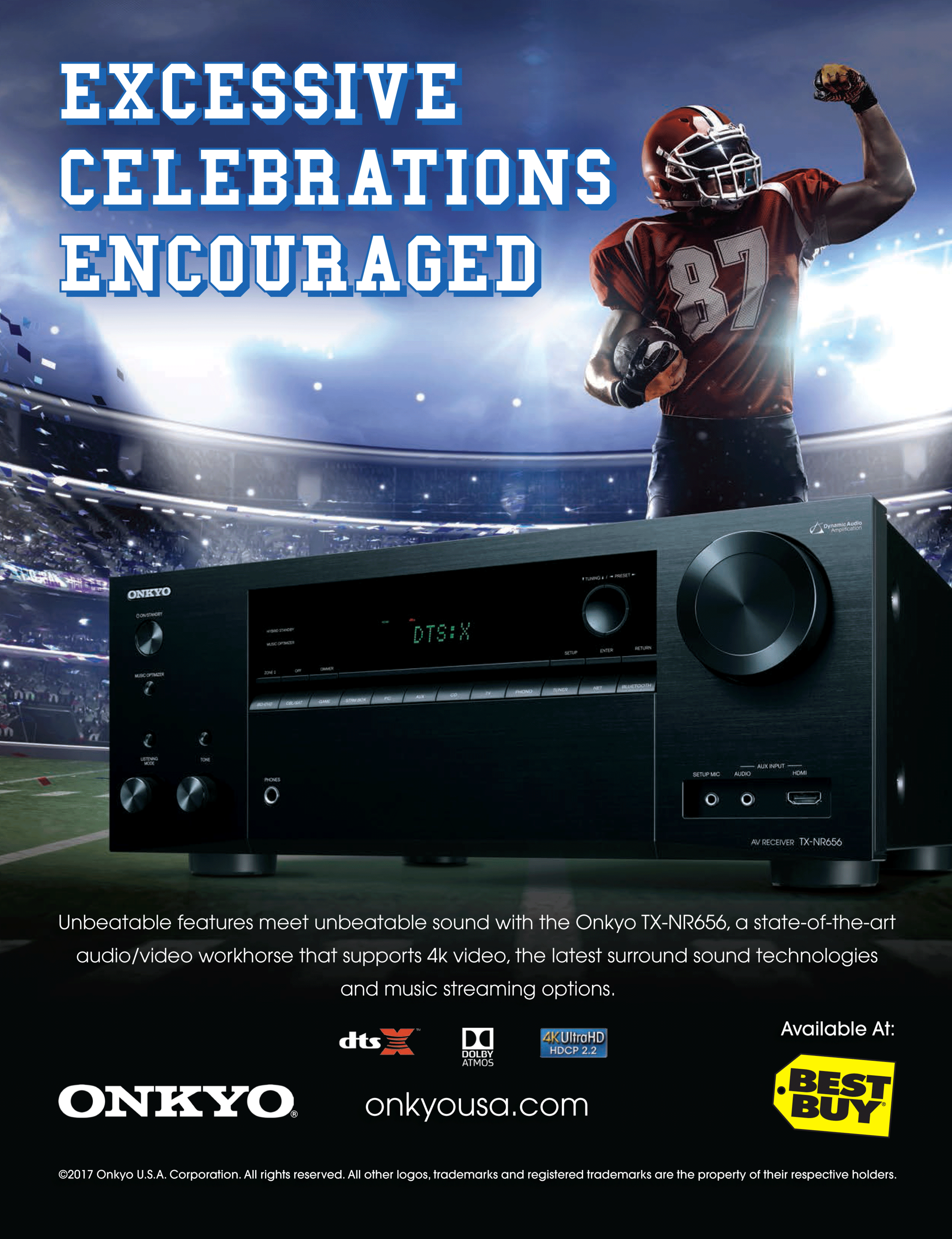 Onkyo TX-NR656 Receiver Ad for multiple publications