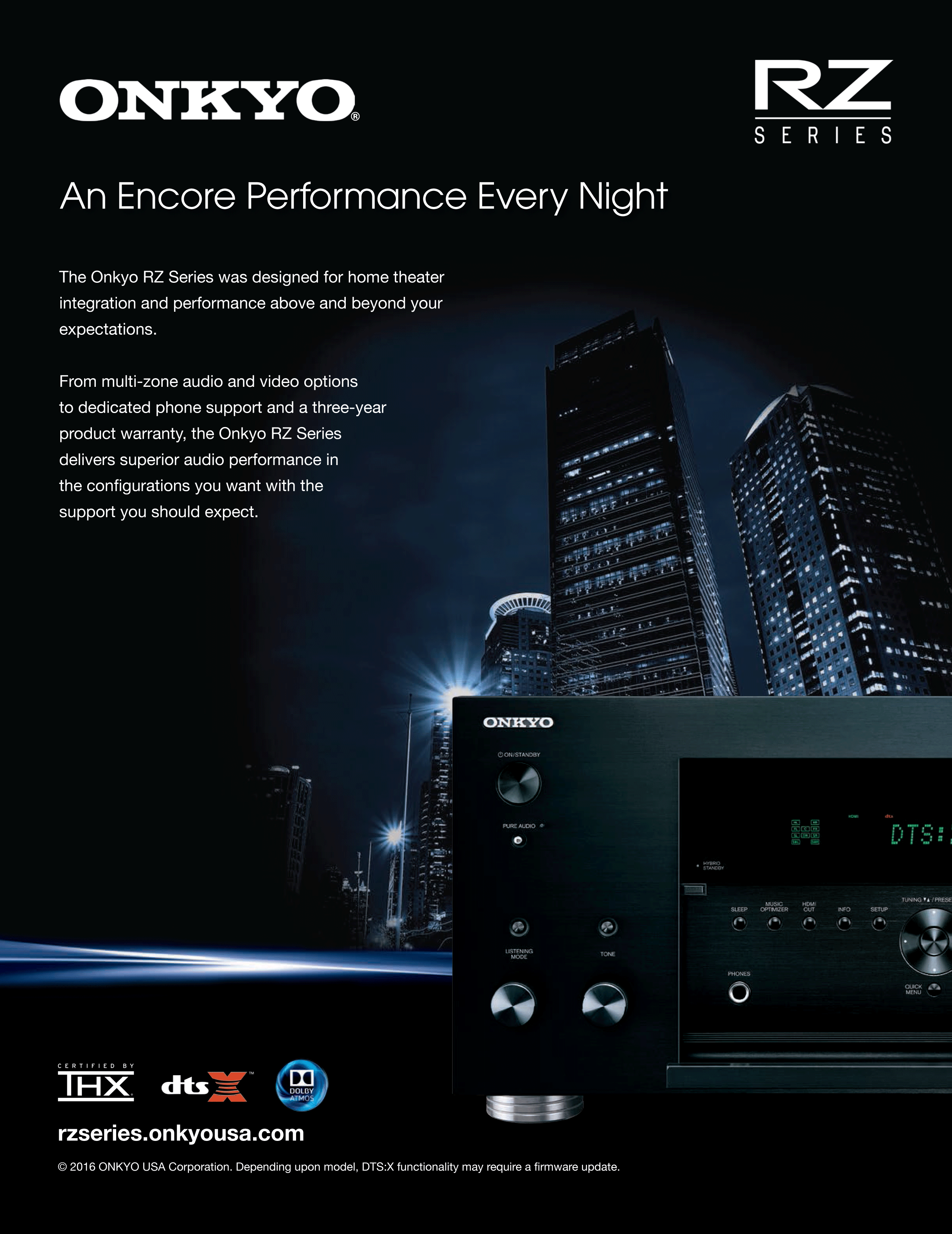Onkyo/RZ Receiver line-up Ad for multiple publications