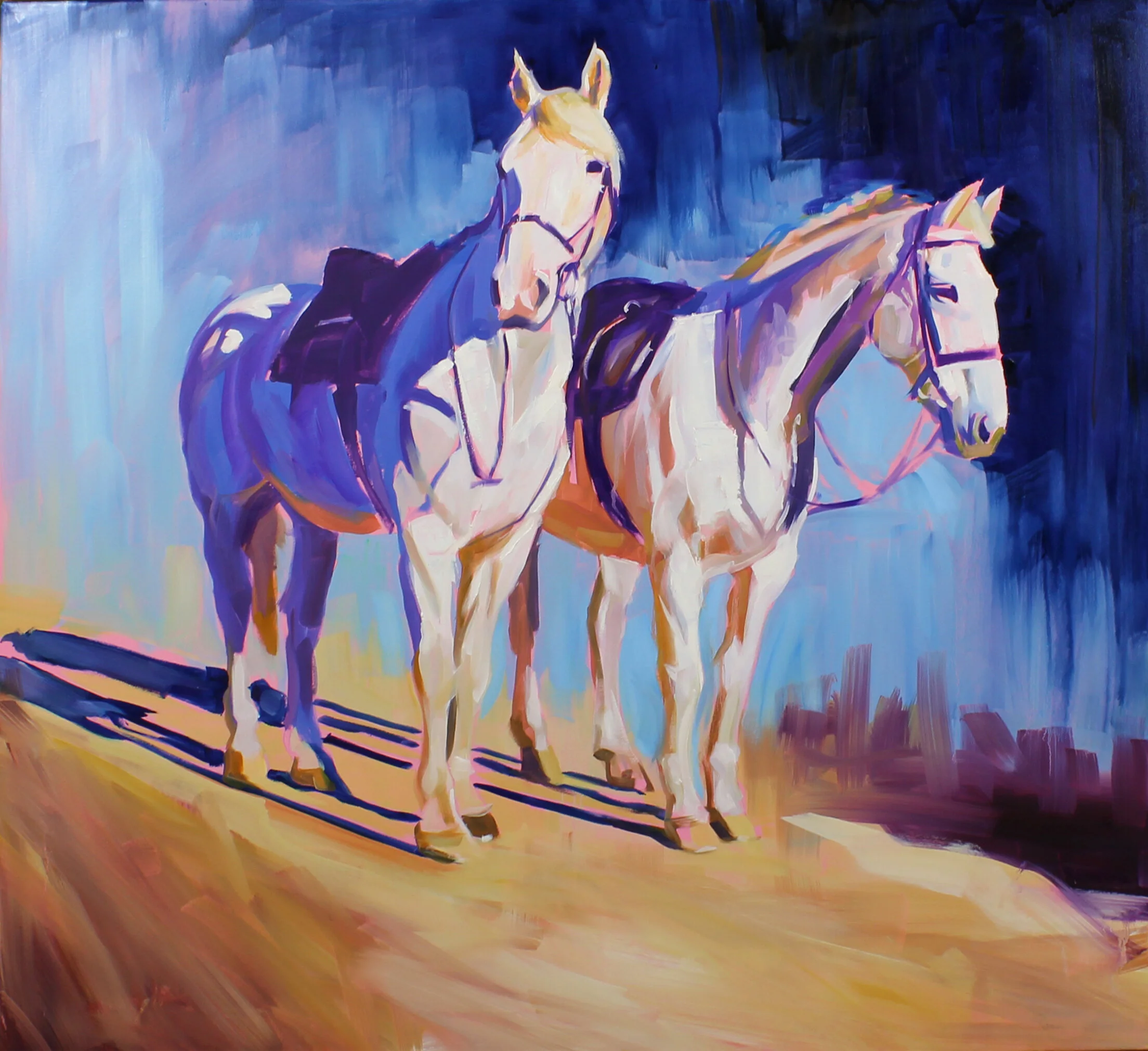 20. Two greys ready to go (UK) , oil on canvas, 120x90cm, POA
