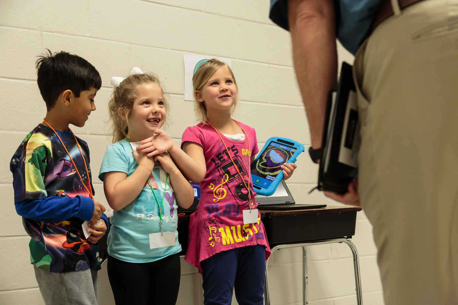 This group of kindergartners created a project involving facts about the moon.