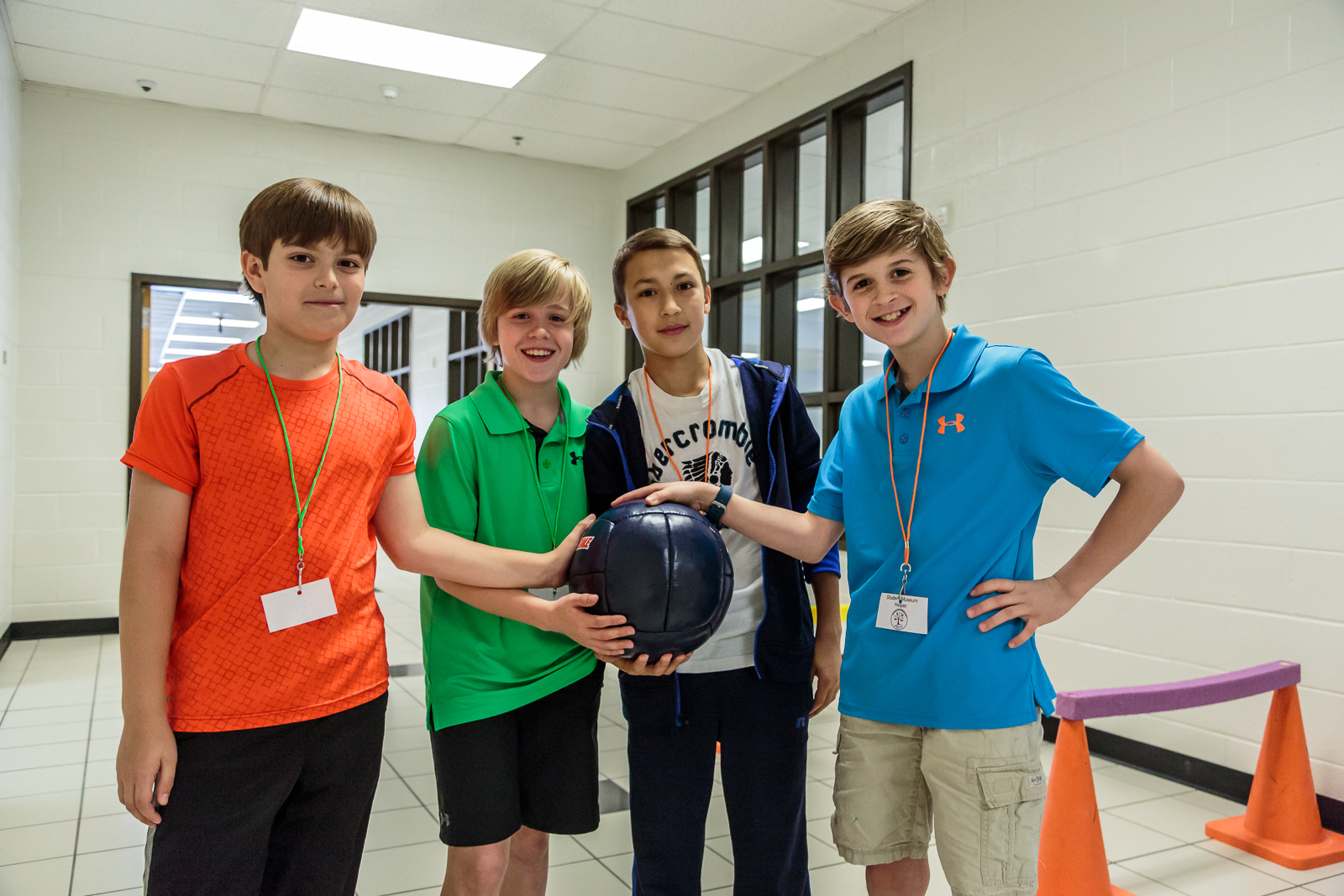 A group of 5th graders— Andrew, Hunter, David, and Evan — worked together on a project to increase cardiovascular endurance.
