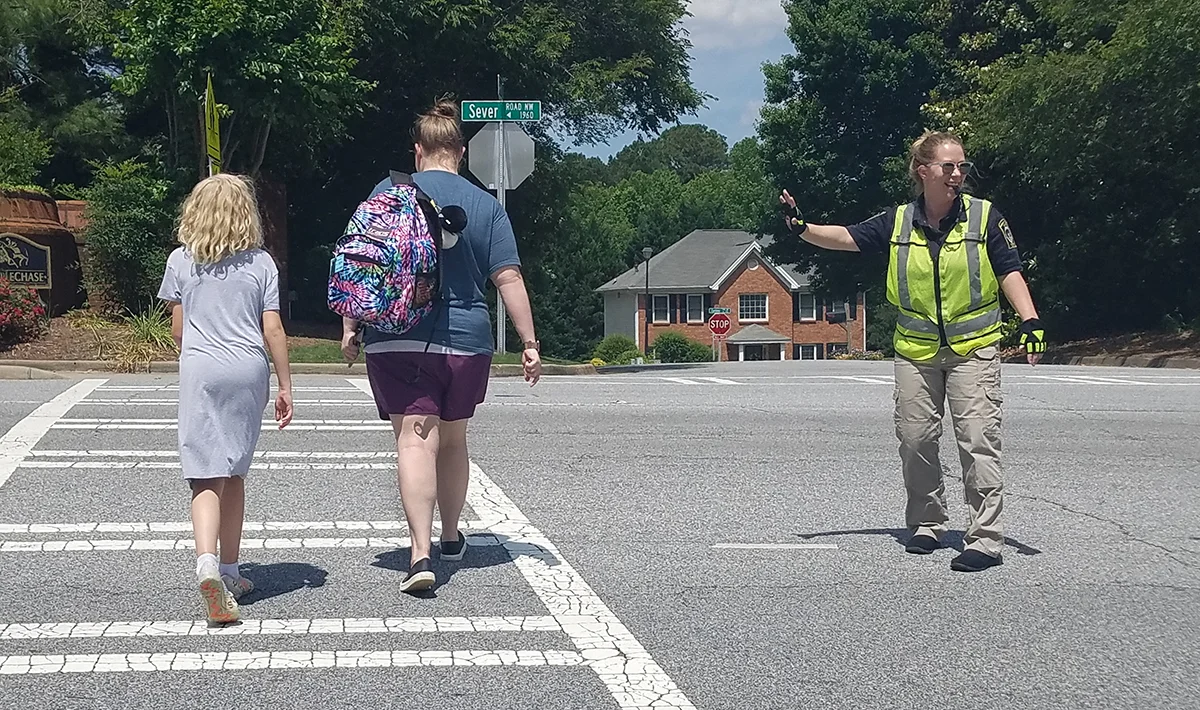 School crossing guard at work