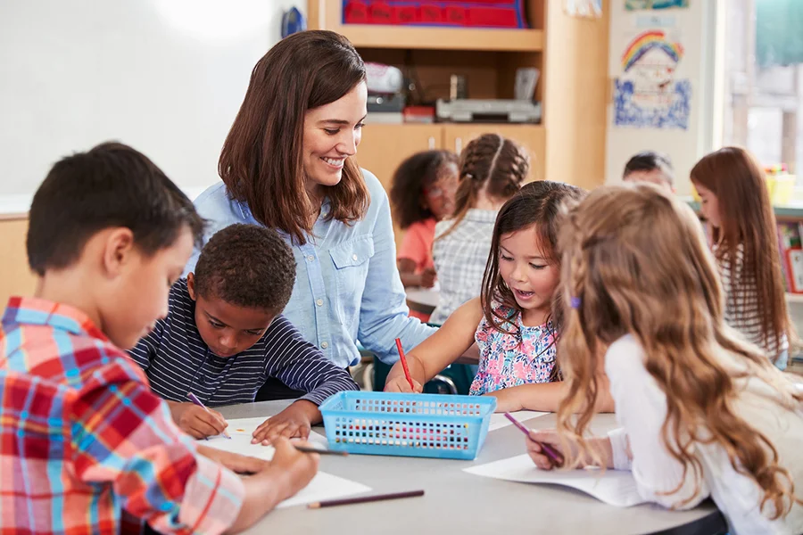 Substitute teacher with students.