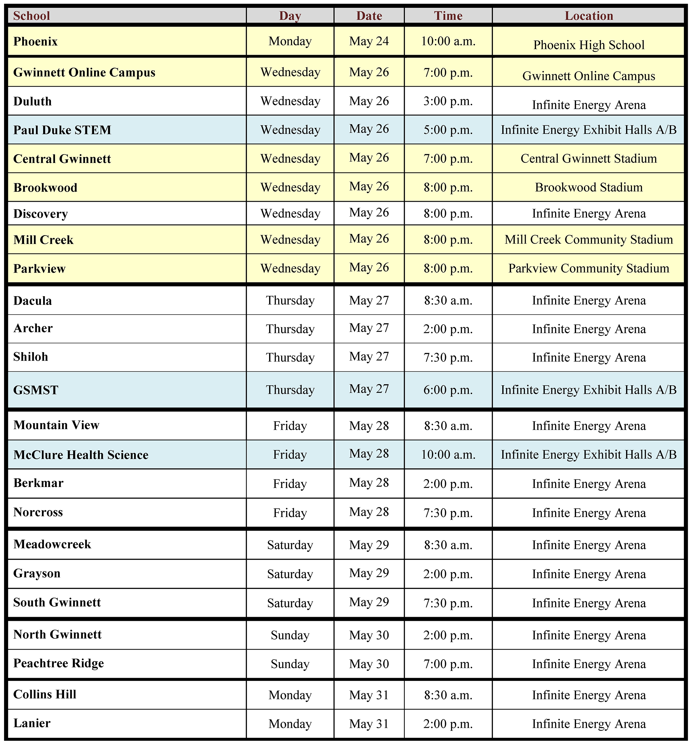 GCPS announces graduation schedule for Class of 2021 — Communique