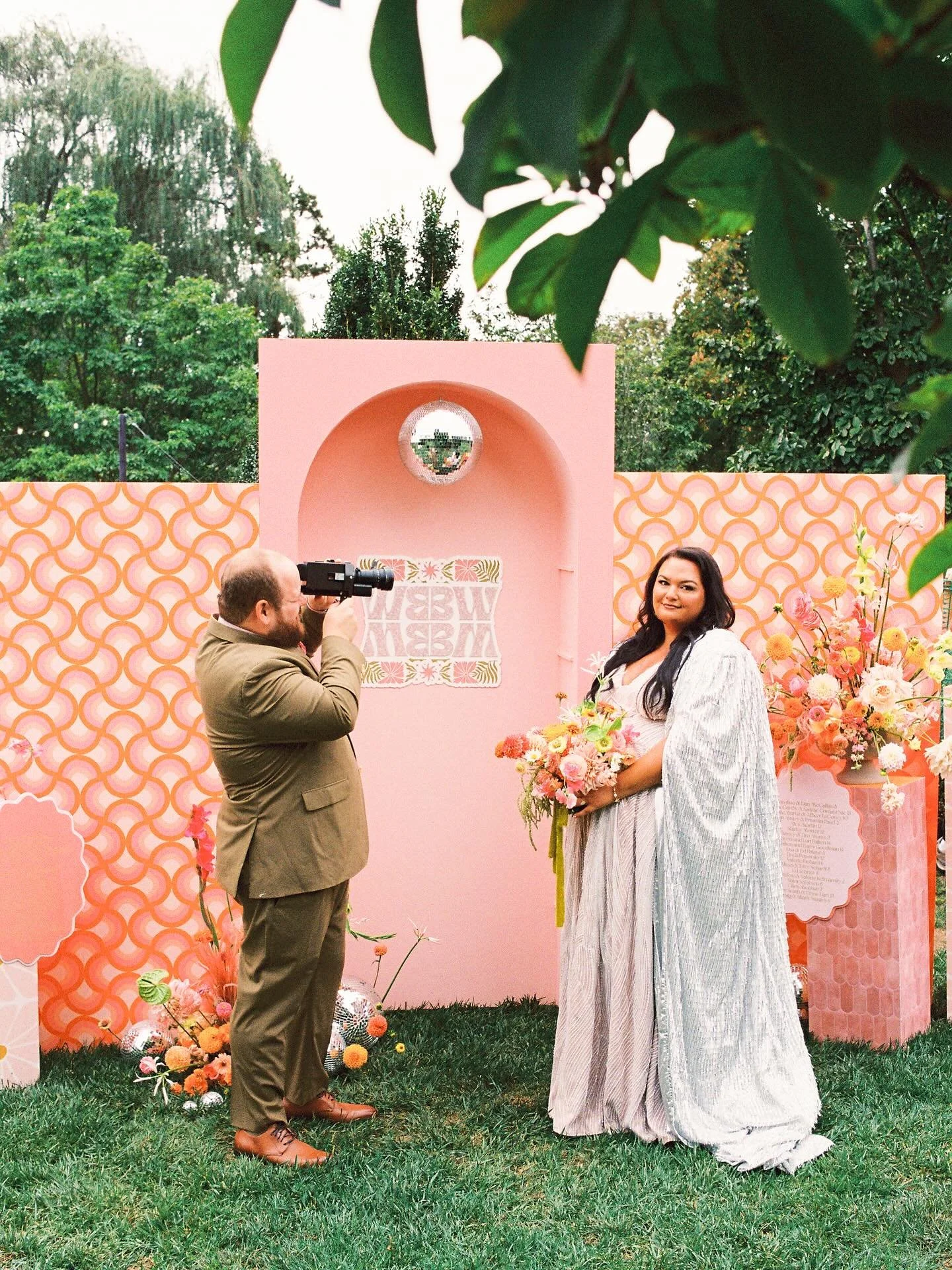 Our favorite #35mm film shots from Brooke + Brett’s wedding! Shout out to our film photographer @mochionfilm 
Design, planning, coordination, and bride: @sunburstsandstardust 
Photo: @lovemedophoto
Signage and custom builds: @cr