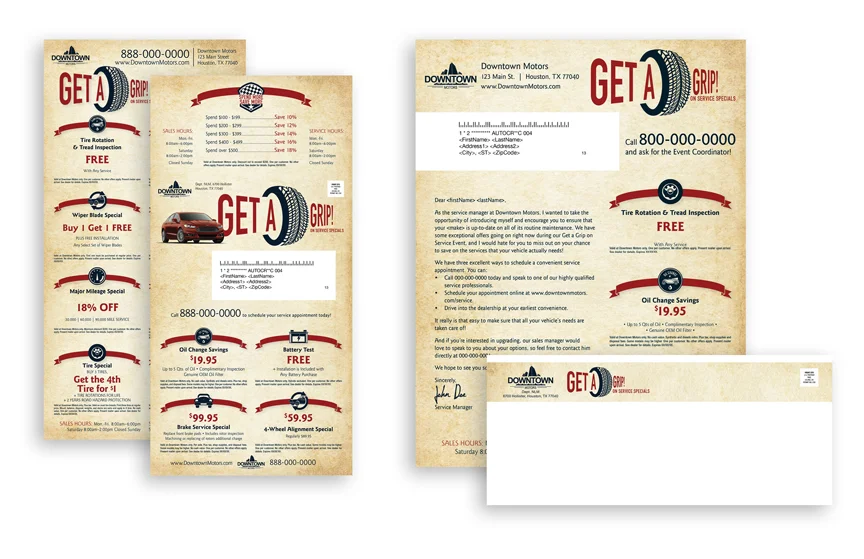 "Get a Grip on Service" Direct Mail Template Design