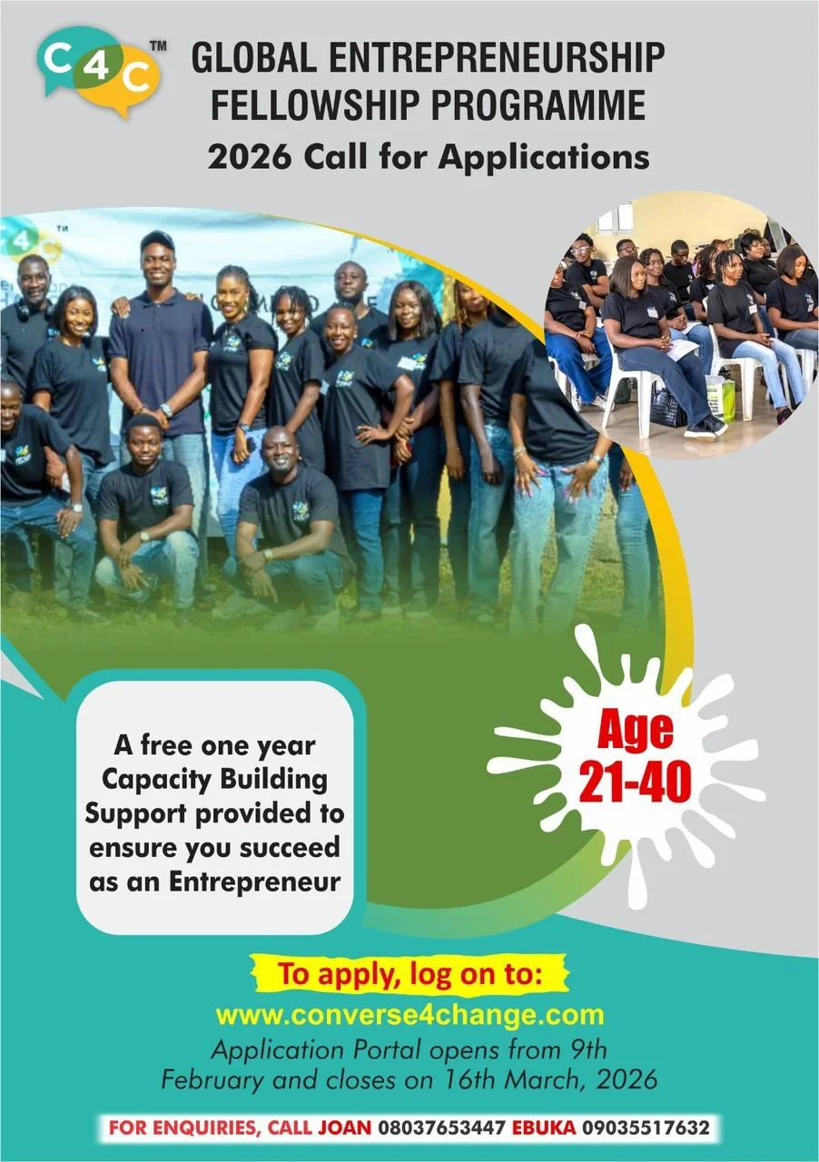 Flyer for the 2026 C4C Global Entrepreneurship Fellowship Programme