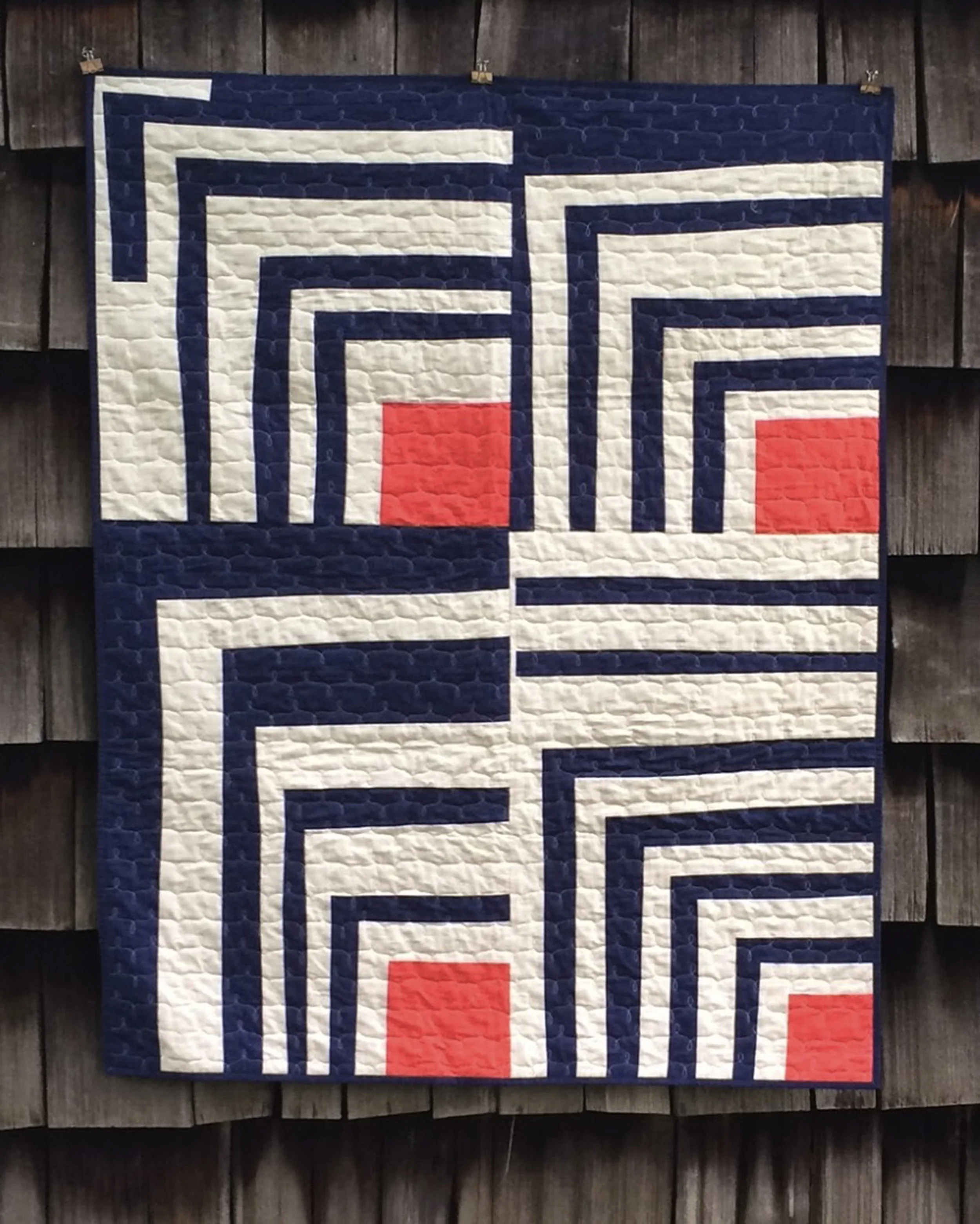   Improv Log Cabin  cotton fabric, thread, and batting 64” x 52” 2014 