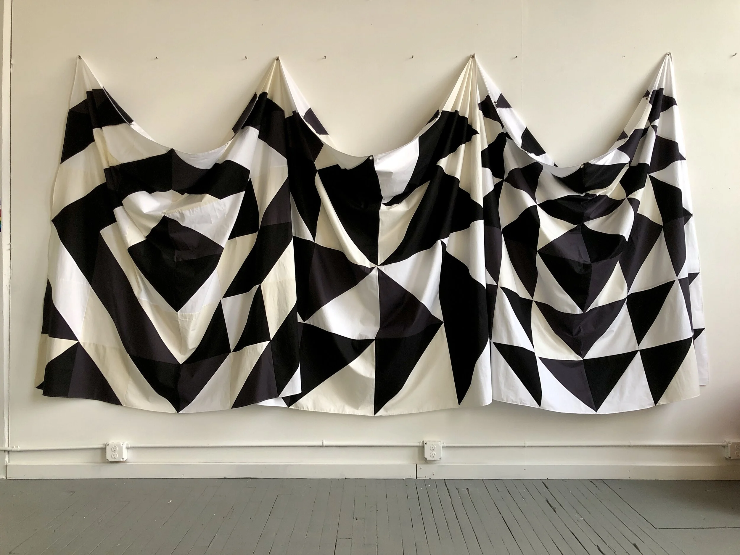  All That’s Left To Hold On To sewn cotton and grommets 80” x 152” 2020 