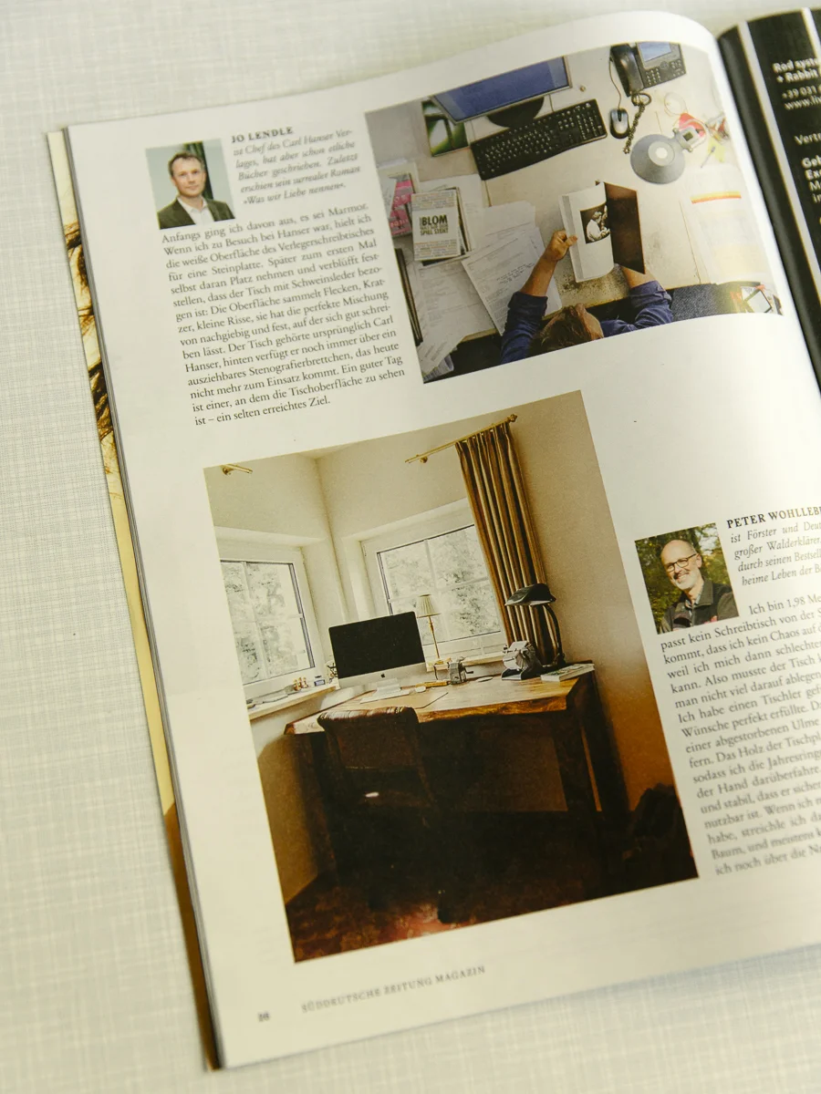 "About the desk: A design Magazine" Peter Wohllebens desk in his beautiful home in the Eifel.