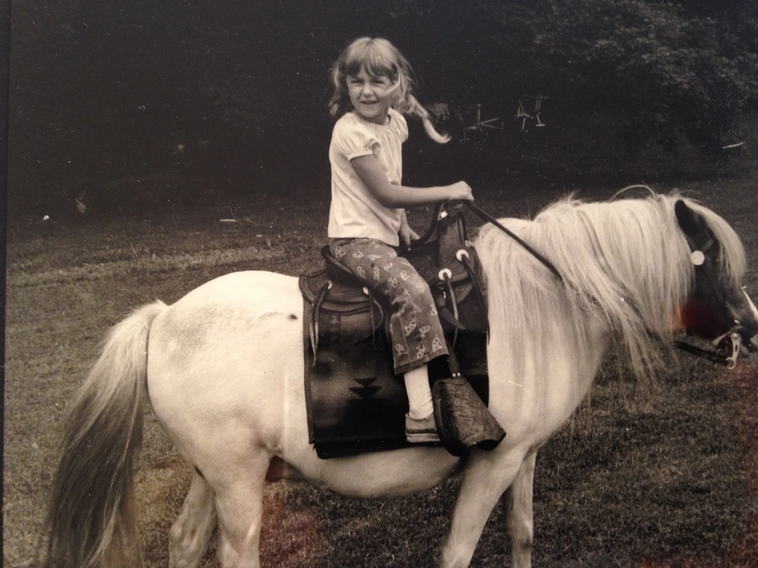 MOnica Age 4 with her first pony Paco