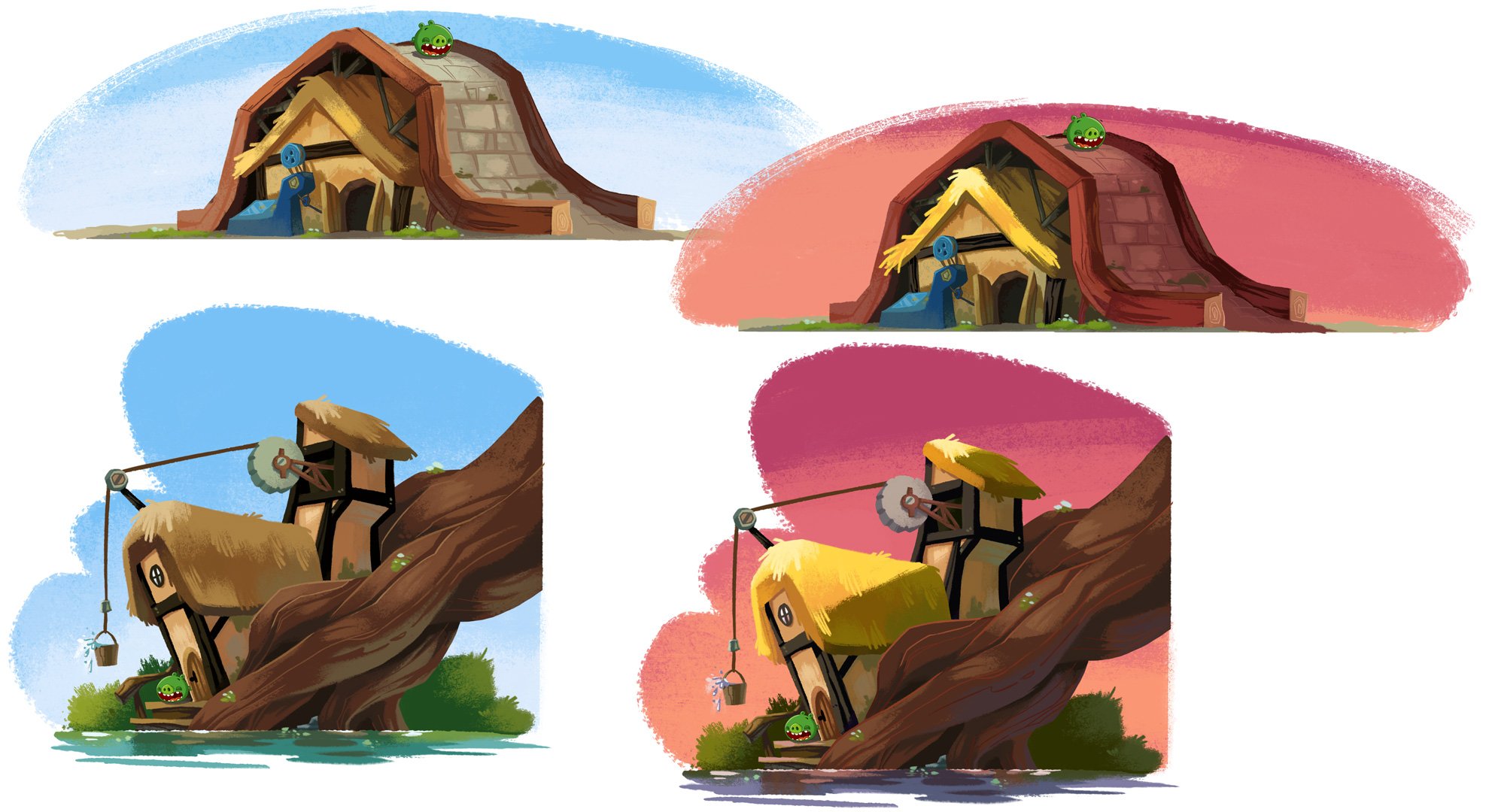 Pig's houses, concepts for Angry Birds Toons. Rovio Entertainment