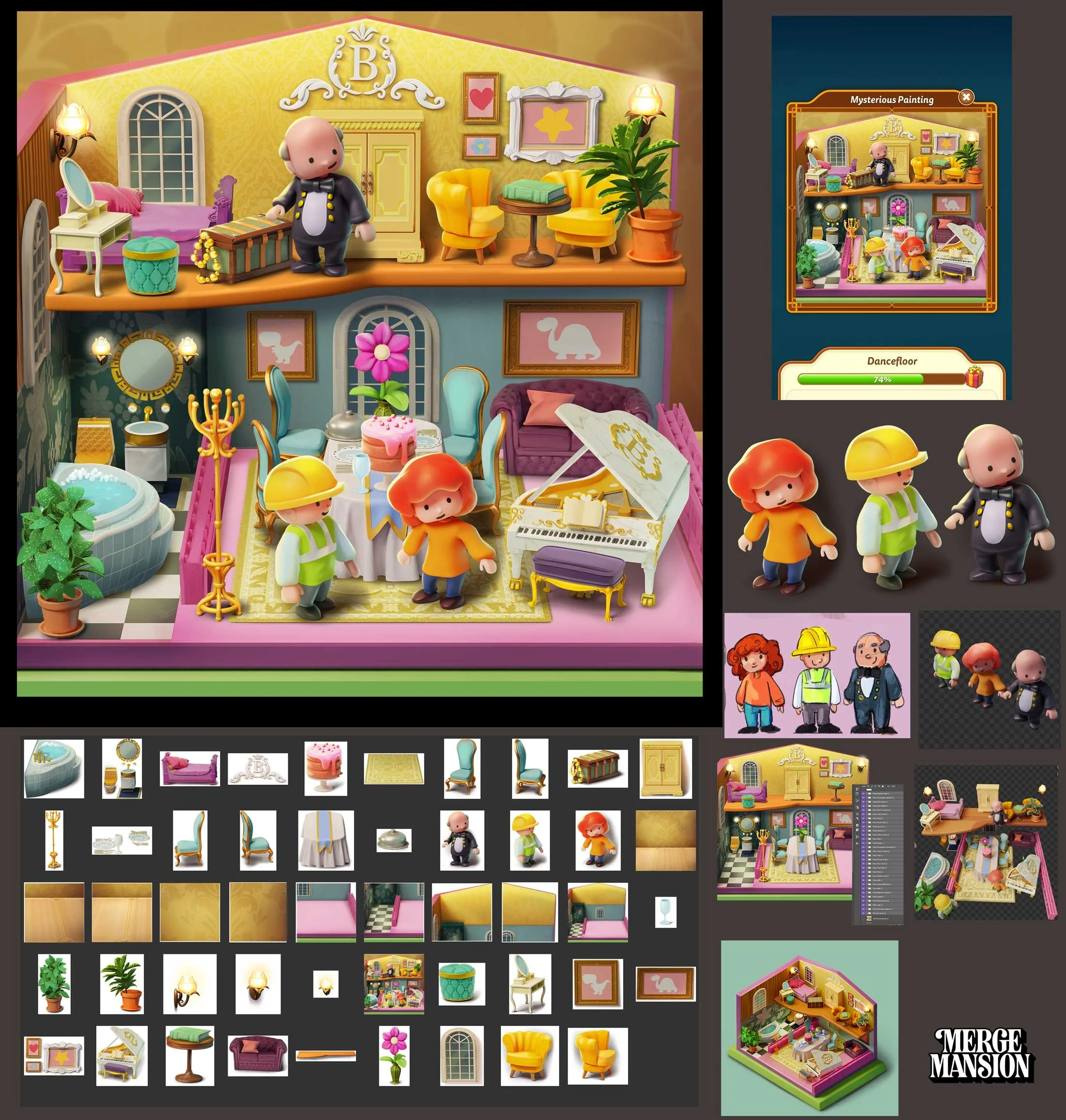 Merge Mansion - Minigame; from planning to final assets and visual walkthrough setups