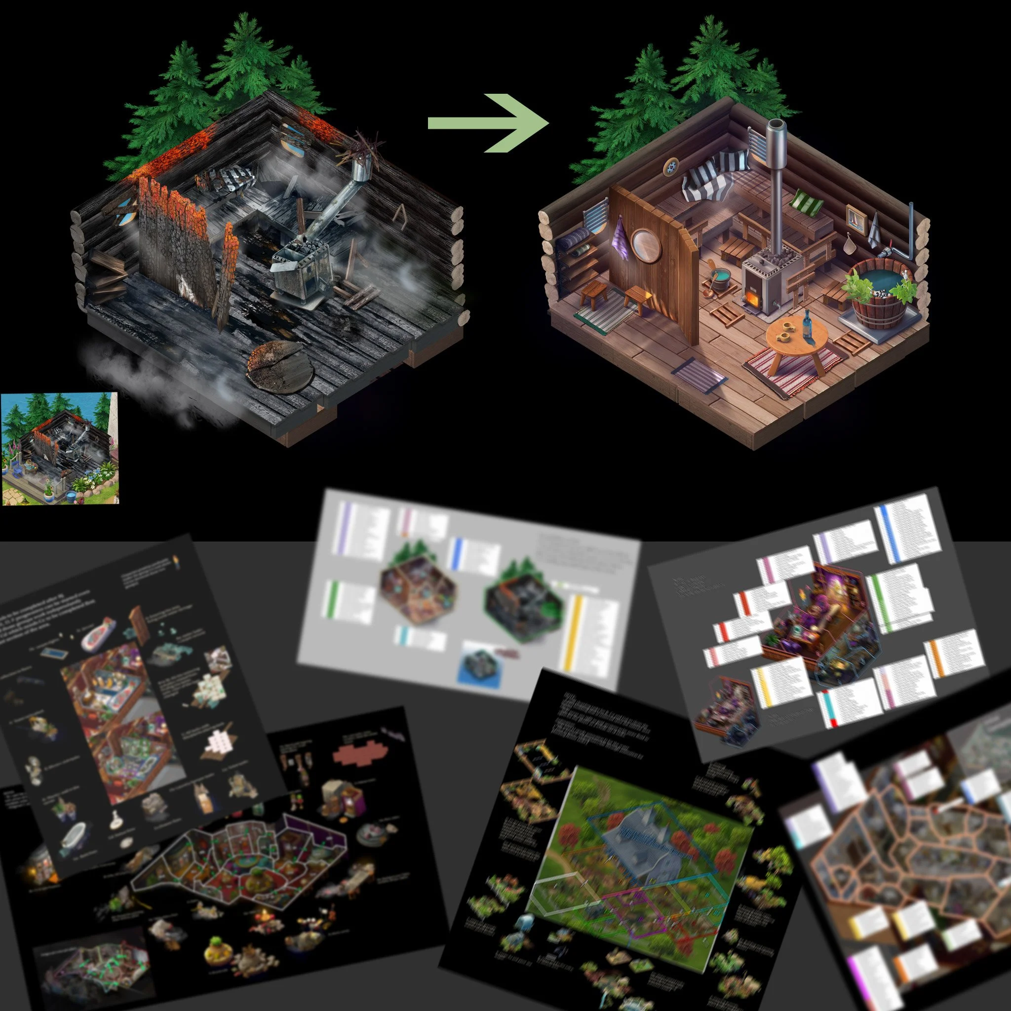 Merge Mansion - File organizing, visual design, setups and partial asset creation for various environments for playable content.  (Copy)