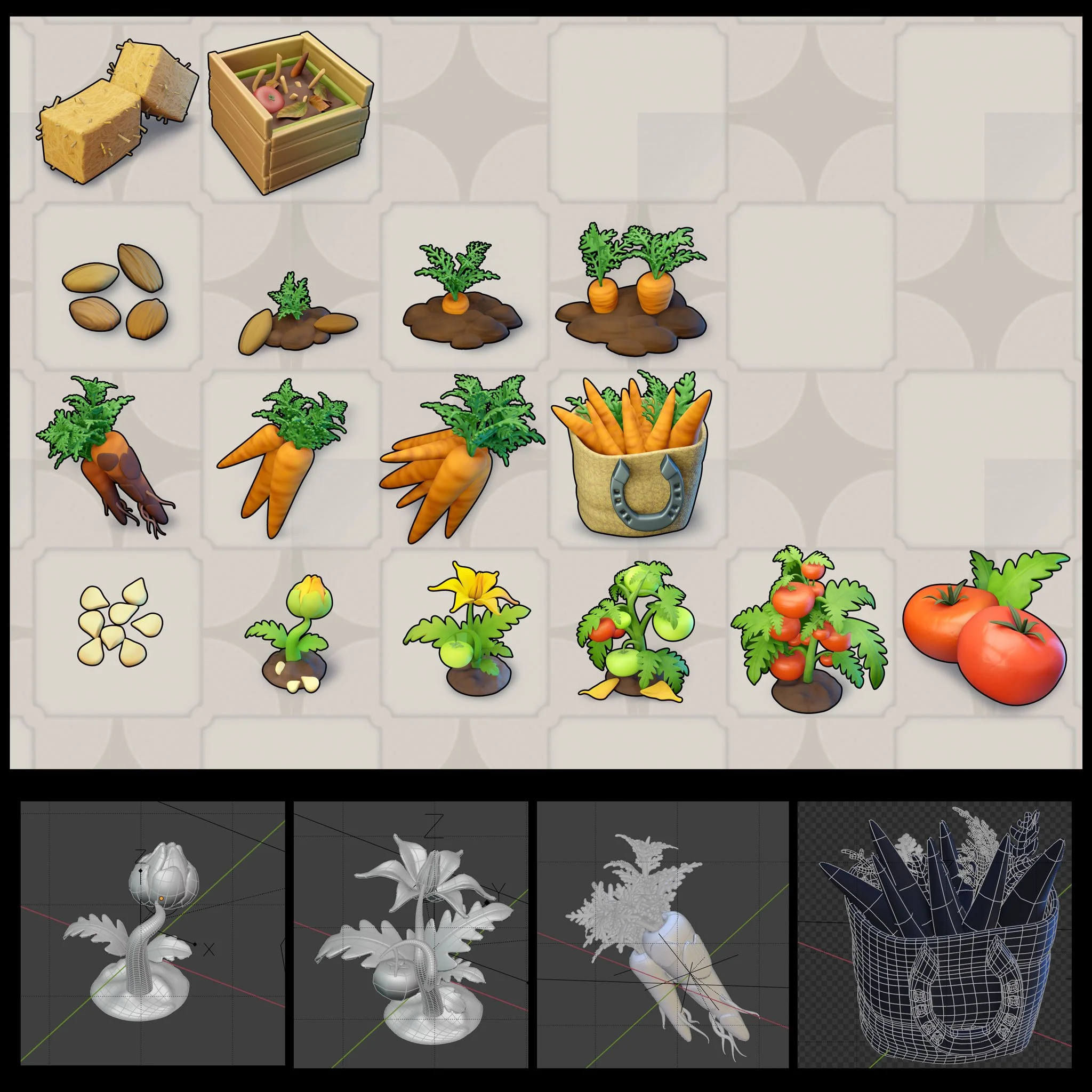 Merge Mansion - Item assets creation with 3D and paintovers.