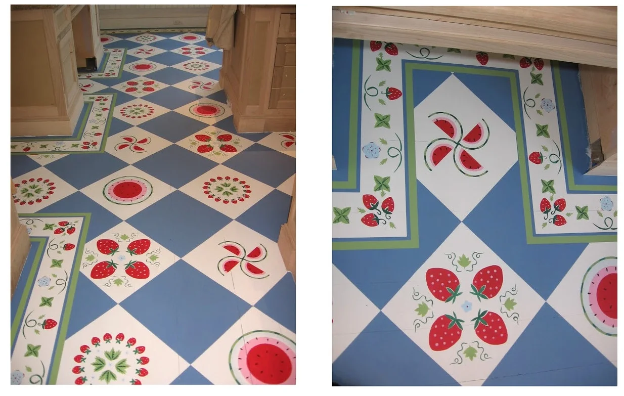 Stenciled Kitchen Floor