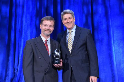purthread vp of infection control applications bill o'neill accepts the 2013 american technology award. photo by Eddie Arrossi www.eaphoto.com