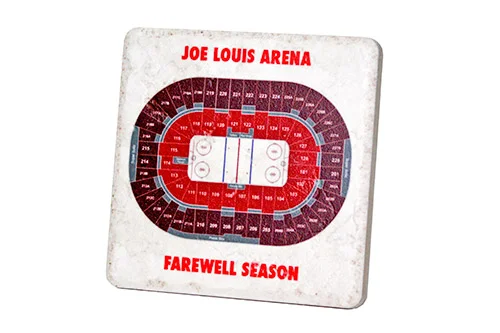 Joe Louis Arena Birds Eye Burgundy Coaster - 0212C