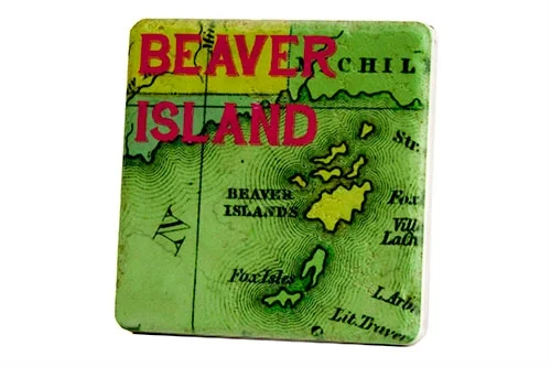 Beaver Island Map Coaster - 0754C