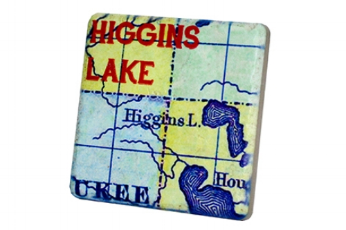 Higgins Lake Map Coaster - 0788C