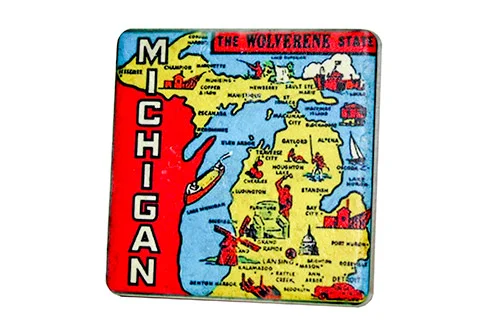 Vintage MI Icons Map Coaster - 0423C