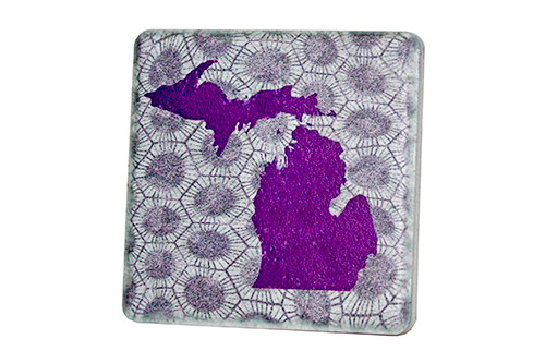 MI Petoskey Stone In Purple Coaster - 0428C