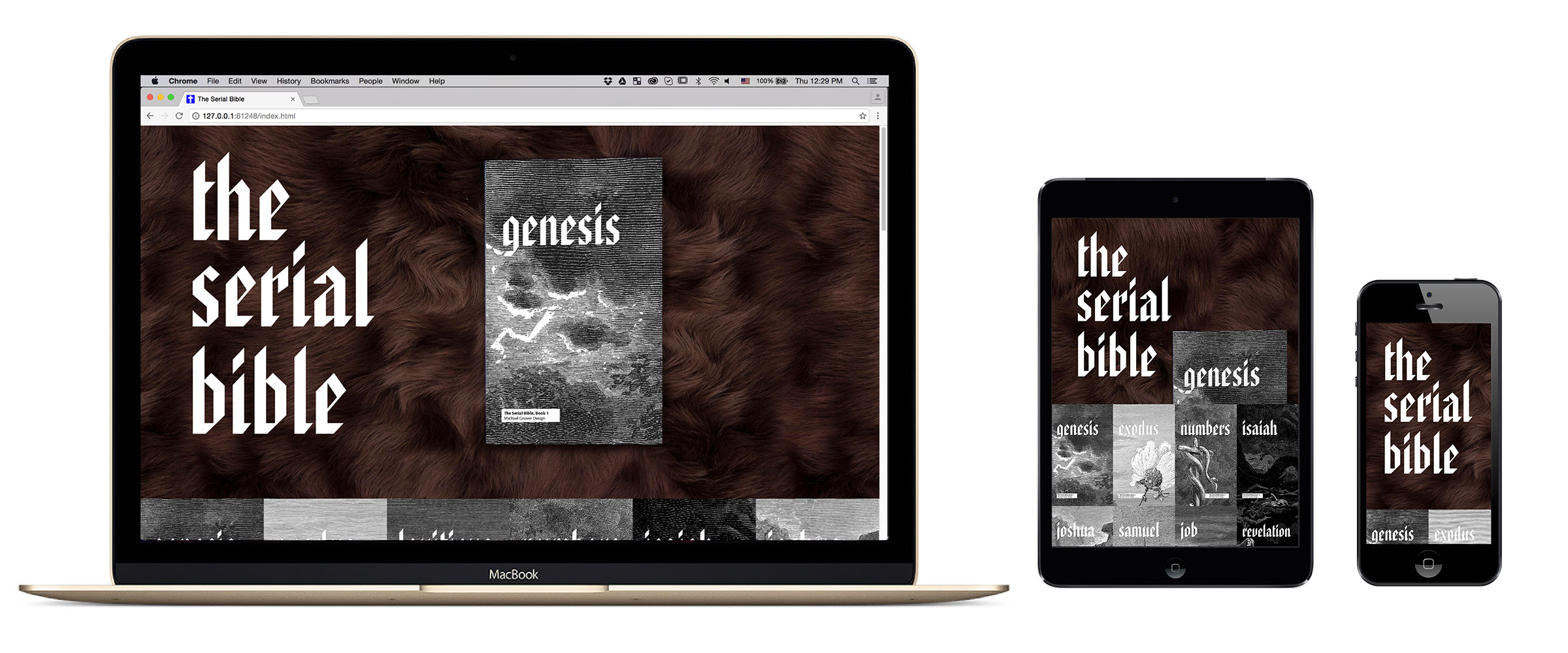 Responsively designed for desktop, tablet, and mobile. serialbible.com . Coded from scratch by me. (Work in progress).