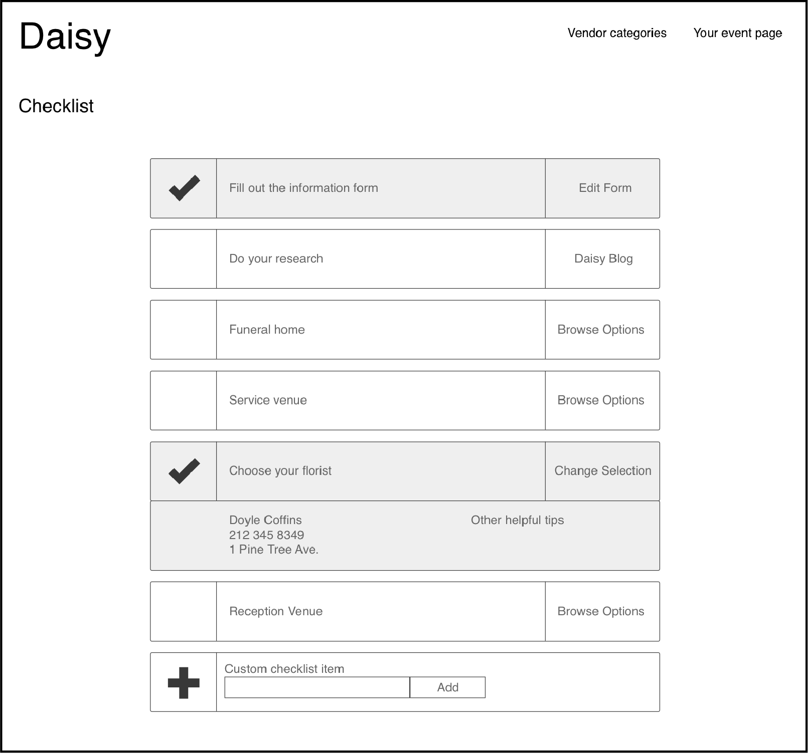 Medium fidelity wireframe made with Sketch app