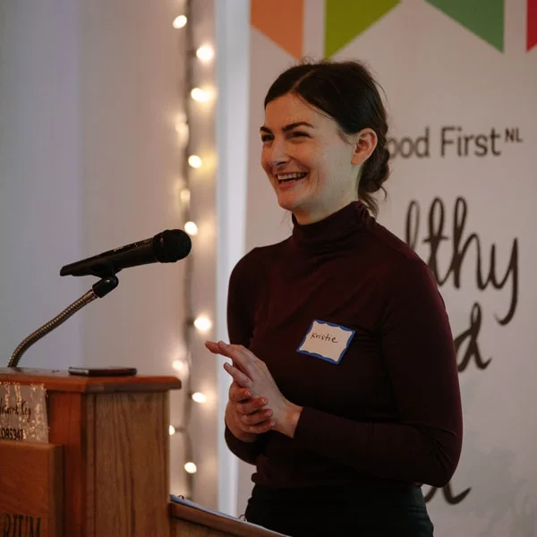 Kristie welcoming the crowd at 2018’s AGM.