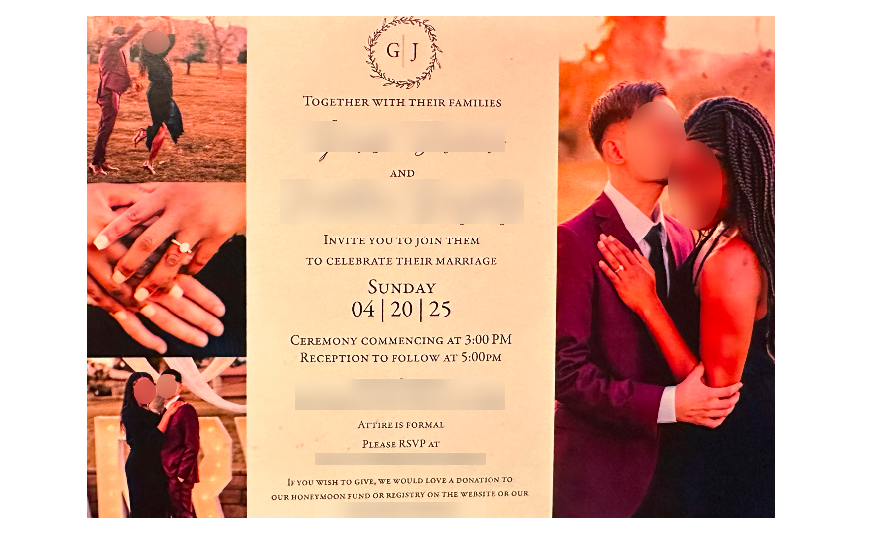A wedding invitation card from a former user of Lynk
