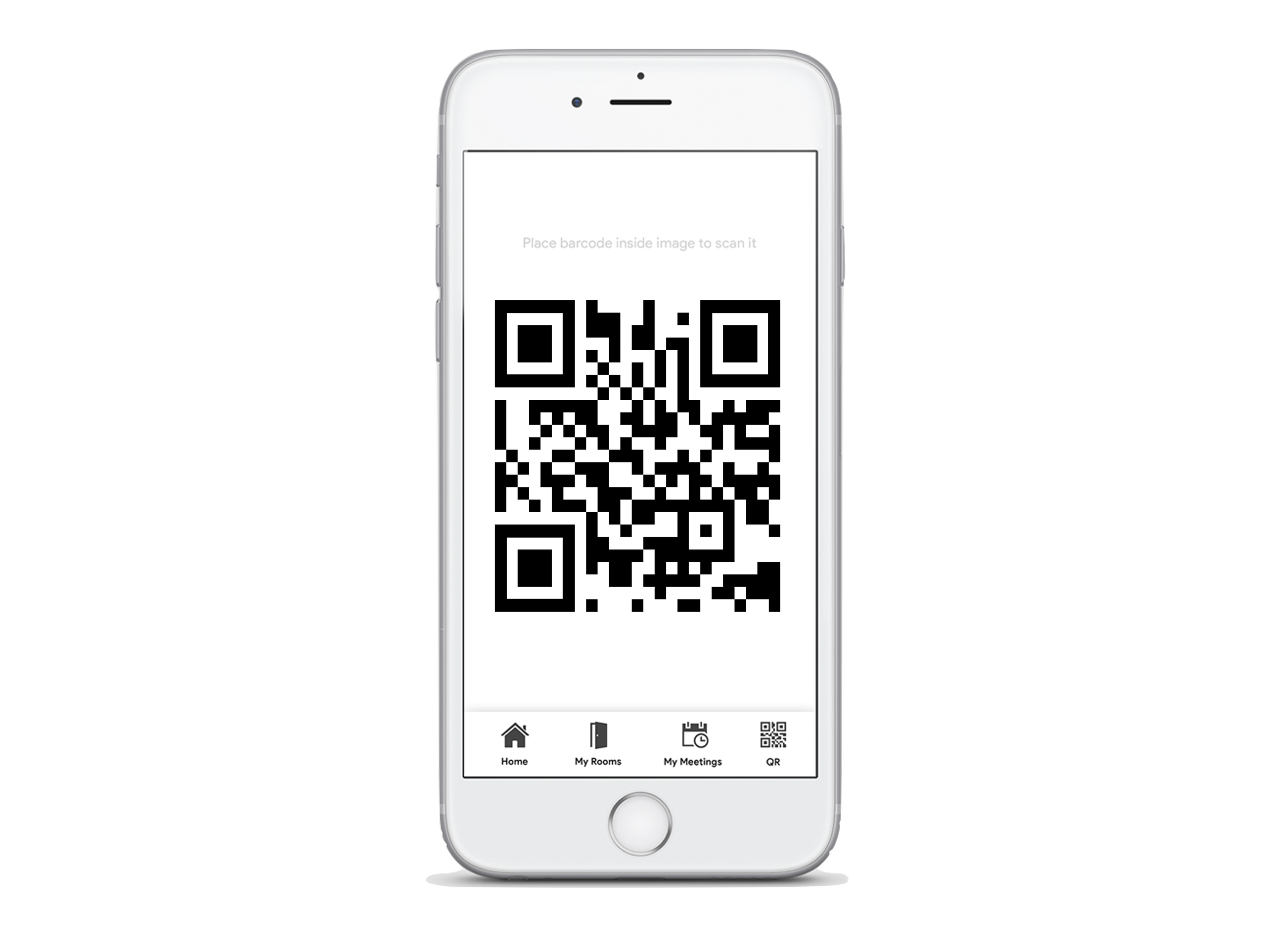 iPhone mock-up showing QR Code functionality