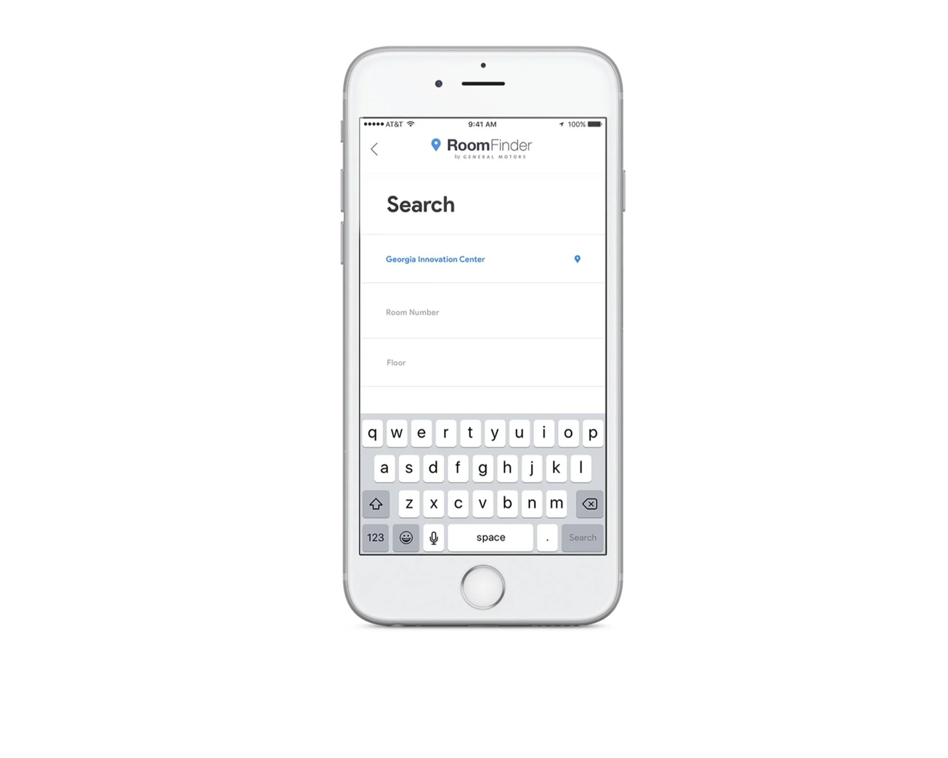 Iphone mock-up showing search functionality
