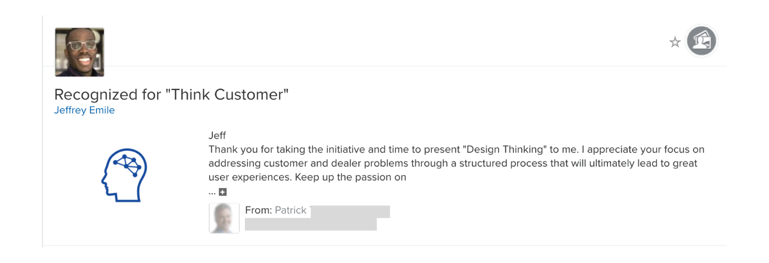 A high priase testimonial Jeffrey received from the Director of the organization that owned the new product.