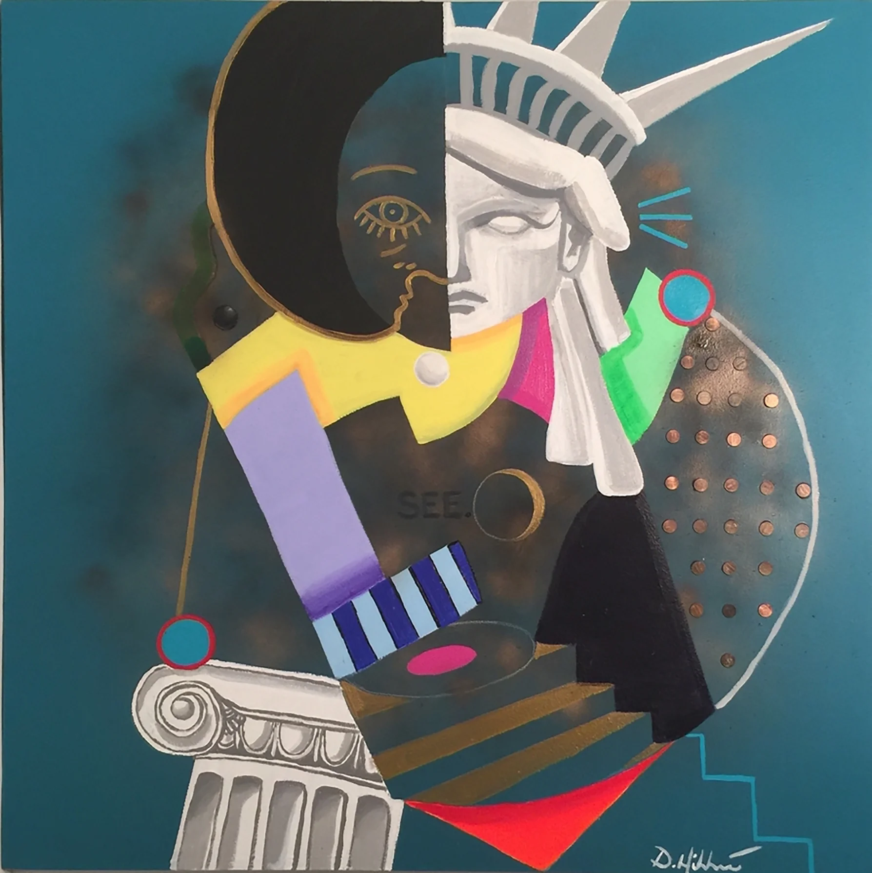   My Petition  Acrylic, Spray Paint, Crayon on Canvas, 48 x 48 inches.&nbsp;2016. 
