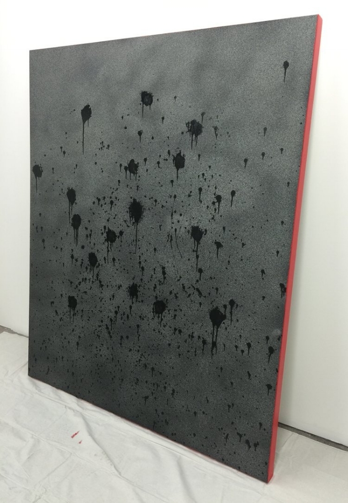 "16 Shots" - acrylic and spray paint on canvas, 60'x72" 