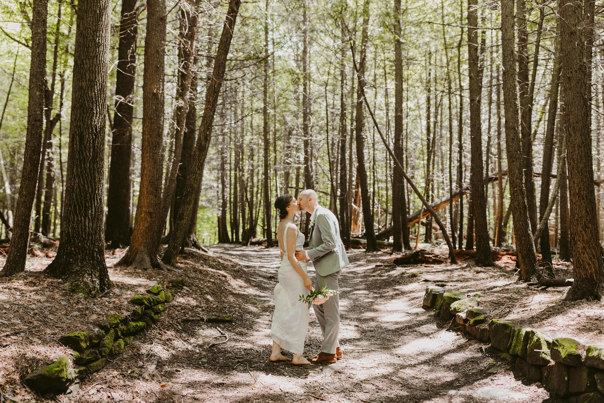 Matt + Katie on trail in Cuyahoga Valley National Park, where their wedding was held.