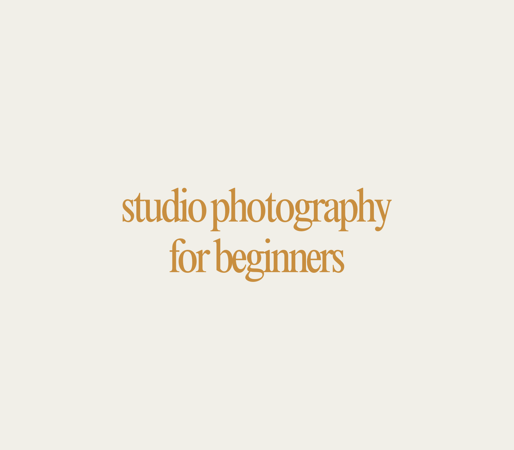 Studio Photography for Beginners Class