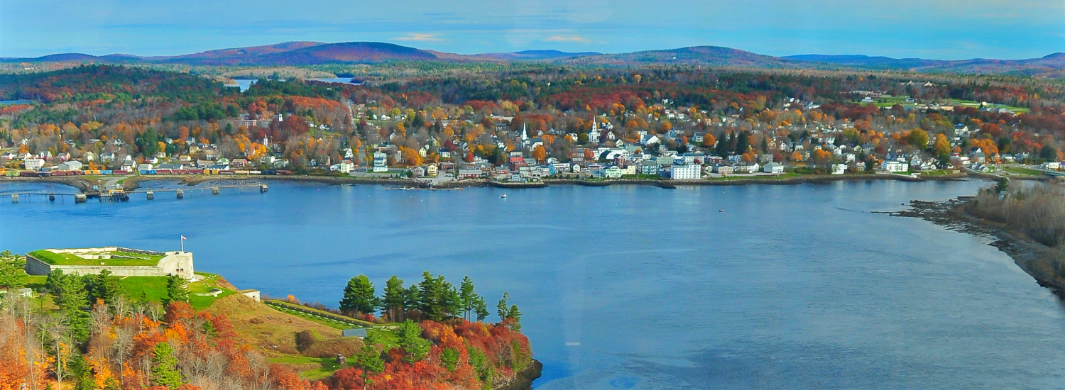 Bucksport from Penobscot Narrows Bridge Observatory.