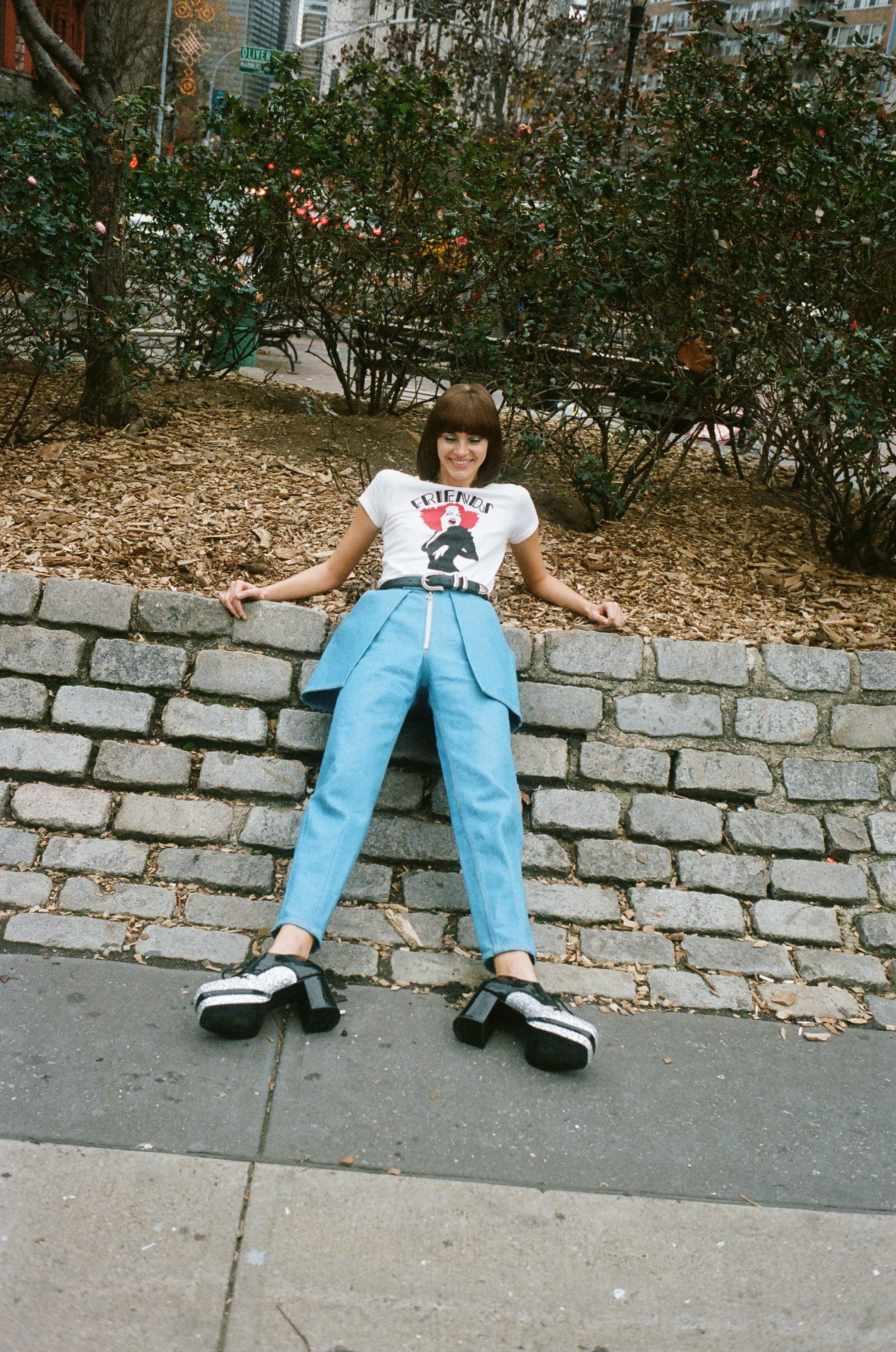 Vintage T-Shirt from Metropolis Jeans by Eckhaus Latta Belt by Saint Laurent Shoes by Funtasma 