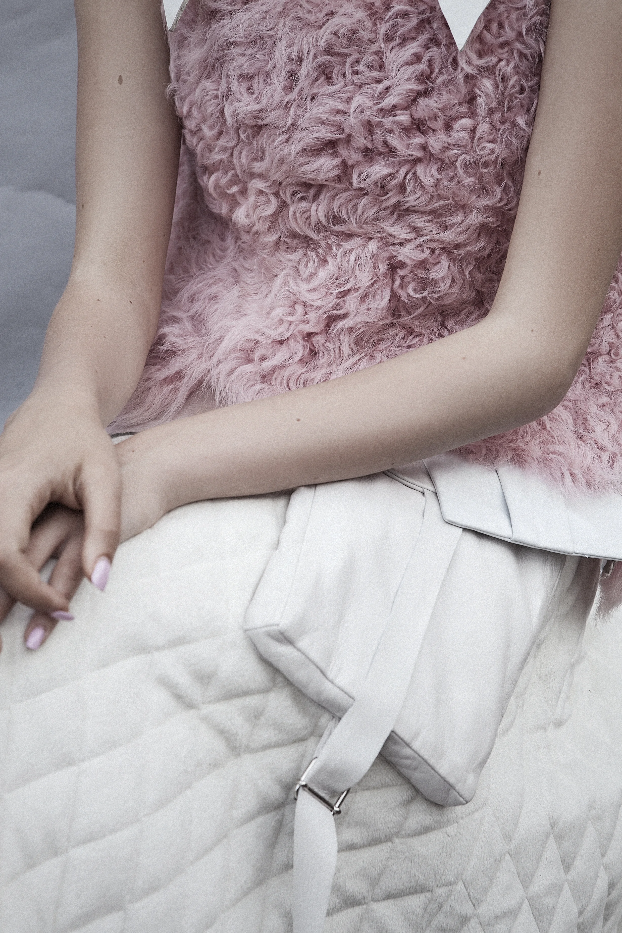 Fur Top by Jamie Wei Huang, Skirt by Ming Pin Tien