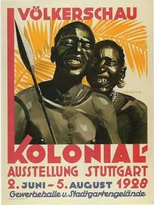 Advertising post for human zoo in Germany, 1928