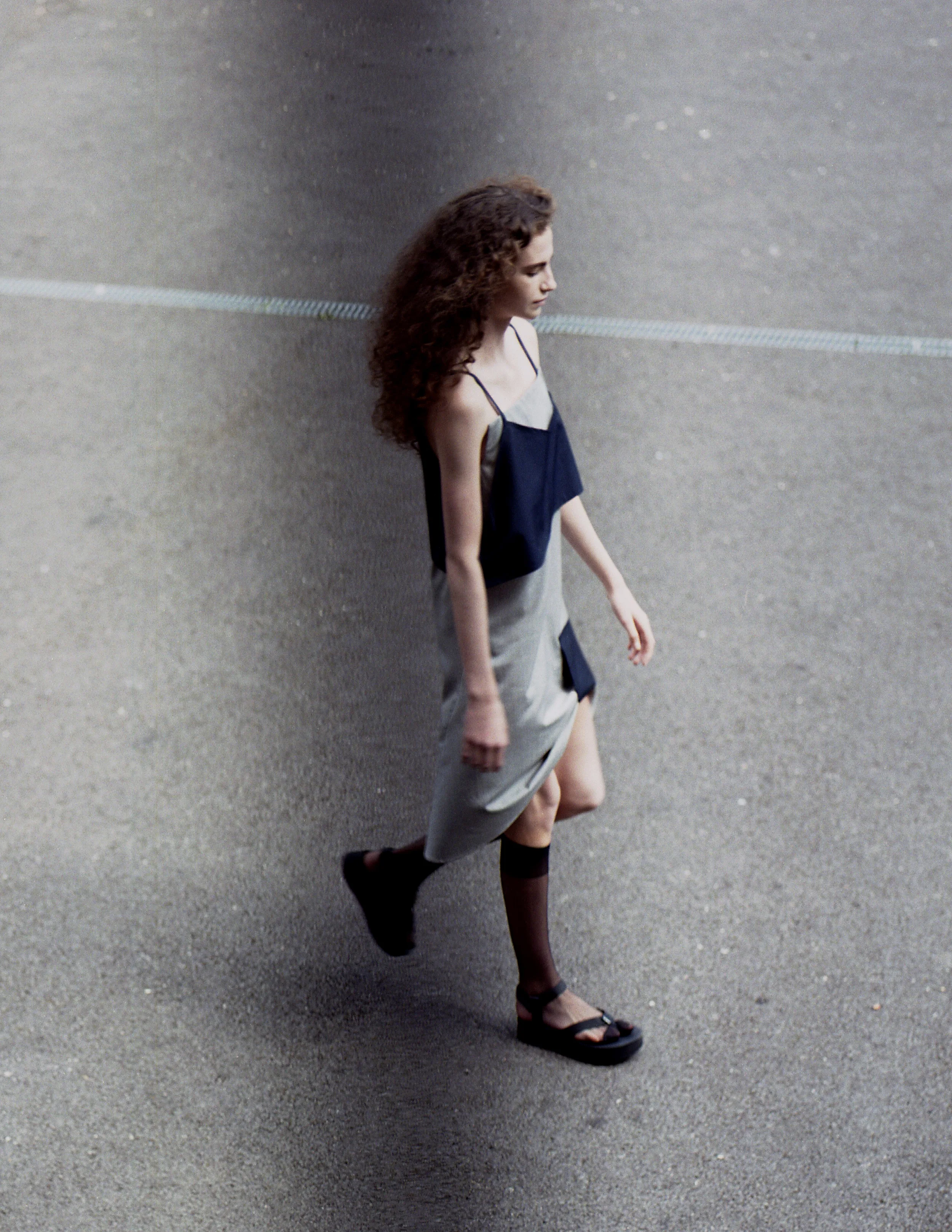 Isabella Wears Eyelet Dress by Jacquemus, Socks by Falke, Flatform Shoes by Teva