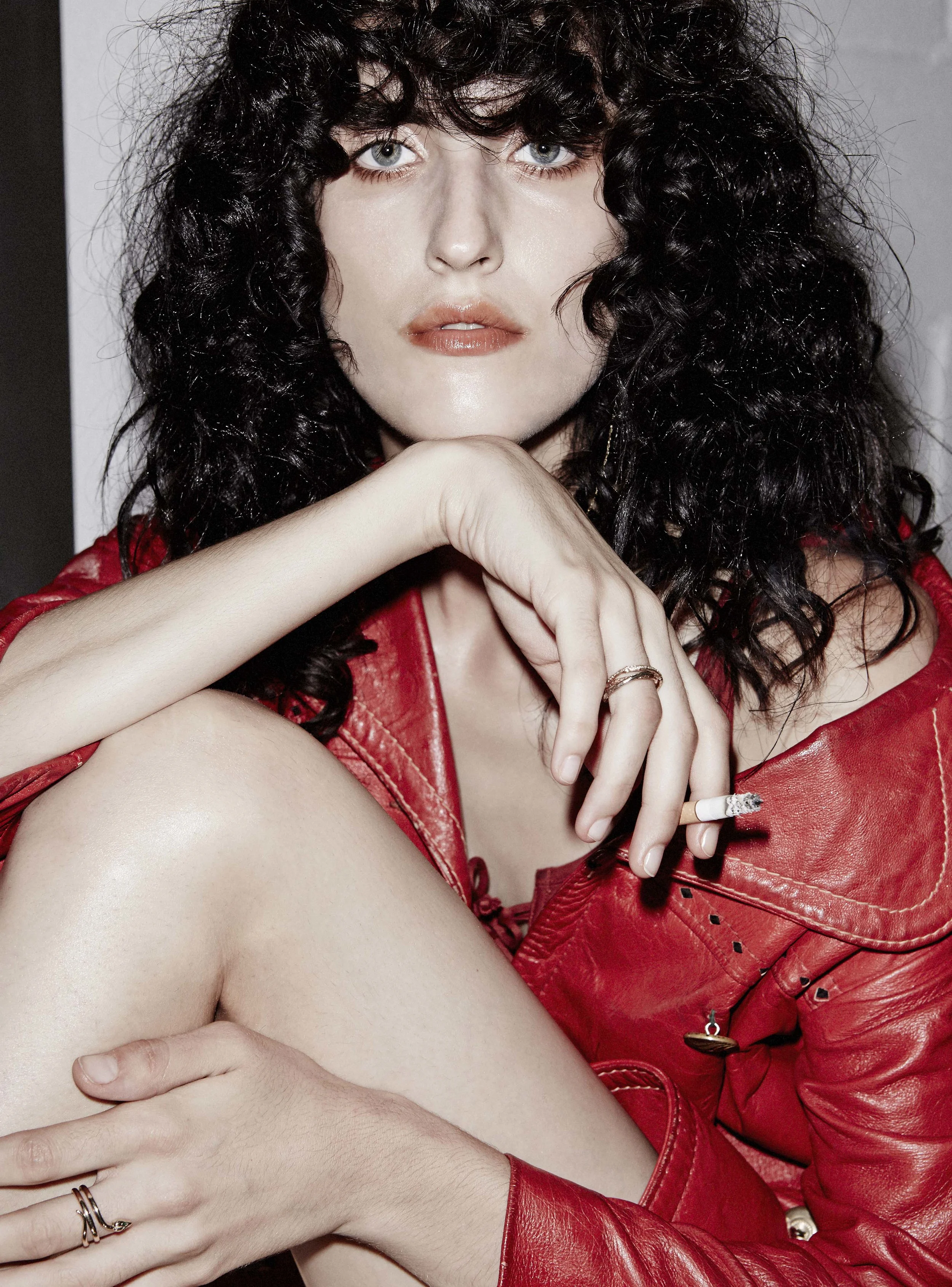 Stylists own Bodysuit, Vintage Leather Jacket by Stella Dallas, Earring and Rings by Lorae Russo
