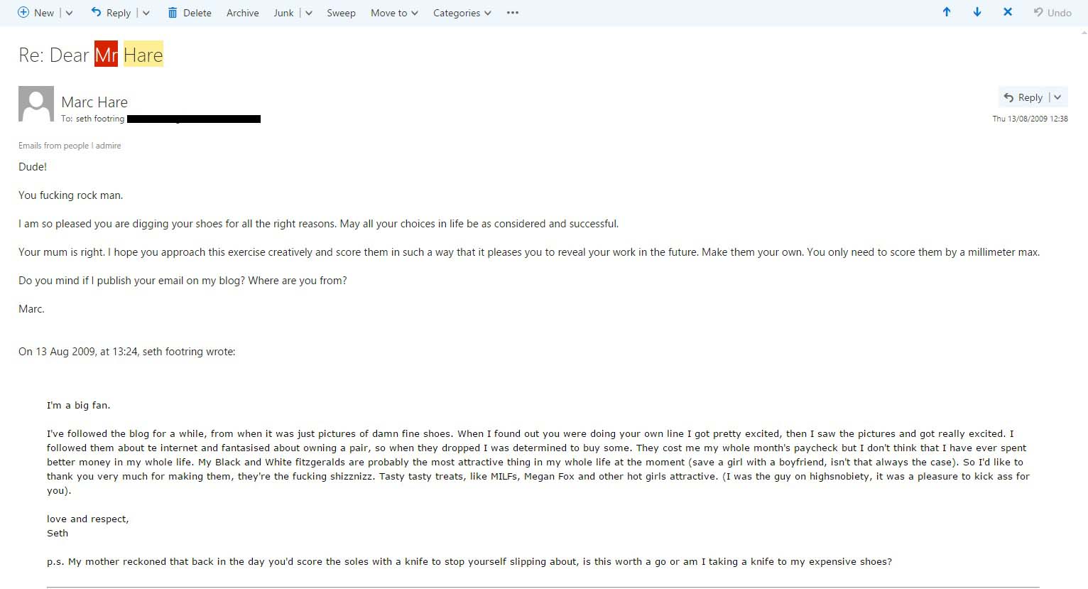 Marc Hare's reply to Seth's email, 2009