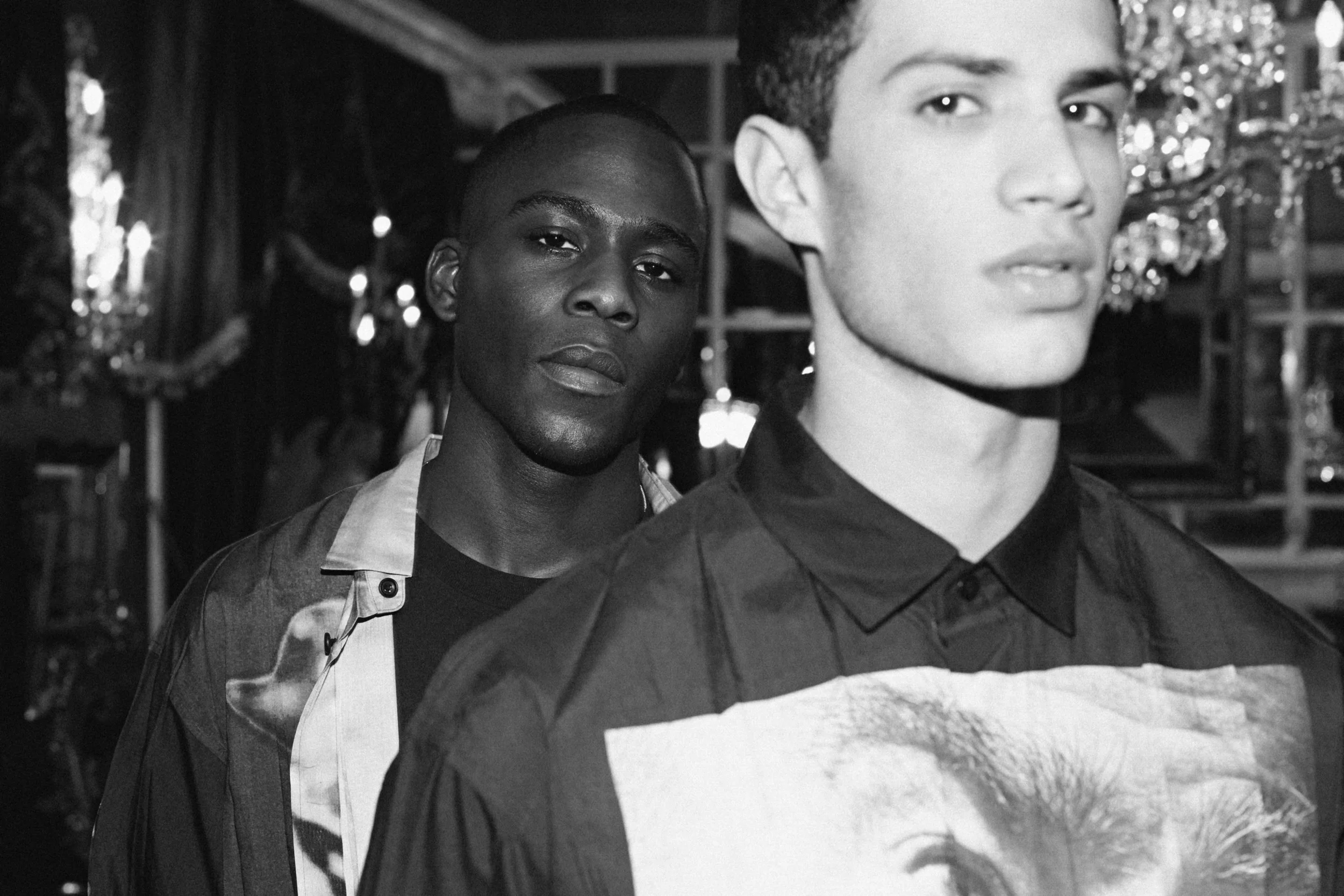 Emmanuel wears Shirt by ISSEY MIYAKE MEN, T-shirt model's own Ashton wears Shirt by ISSEY MIYAKE MEN