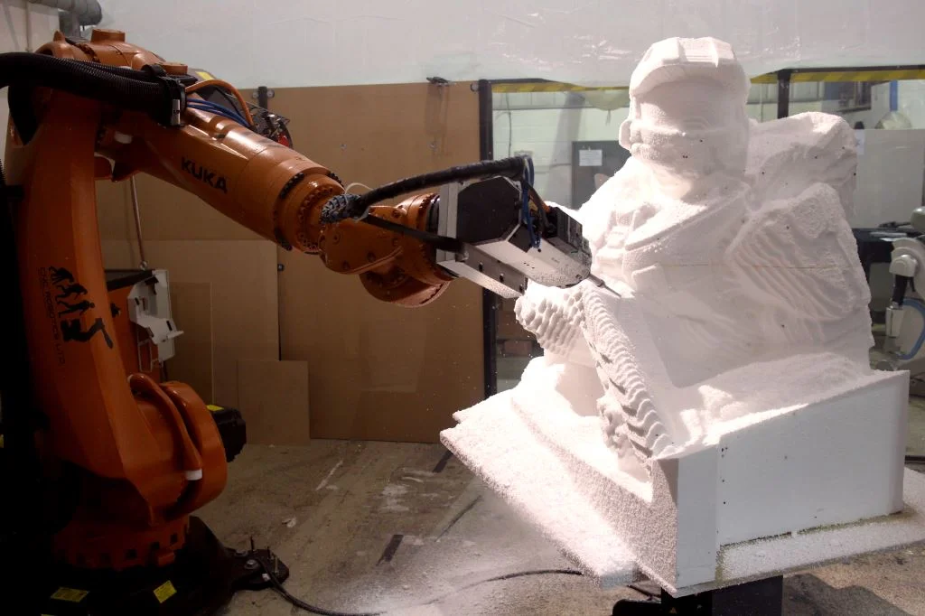 KUKA Robot arm carving Halo Master Chief