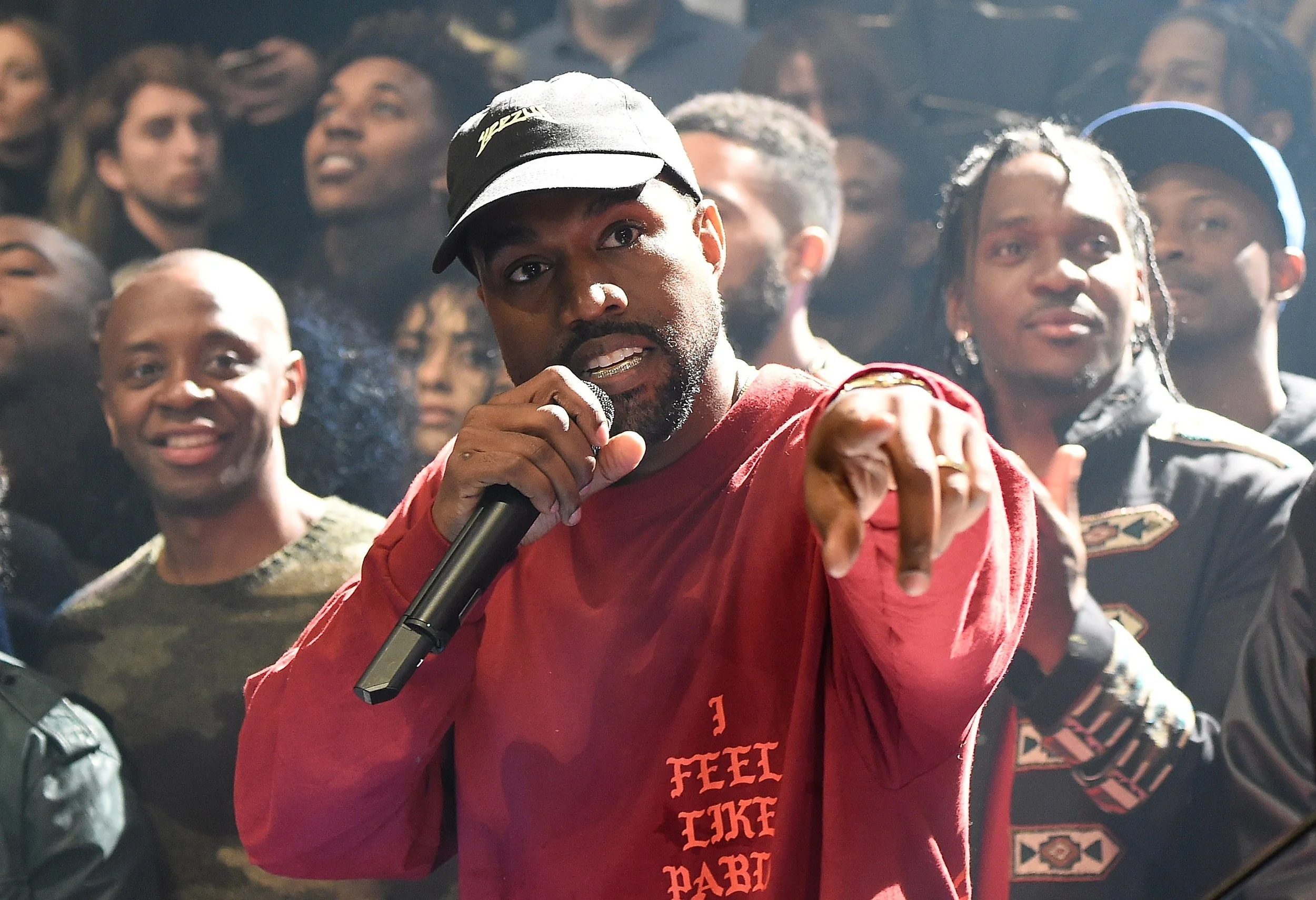 Kanye West during Yeezy Season 3 presentation at New York Fashion Week, 2016