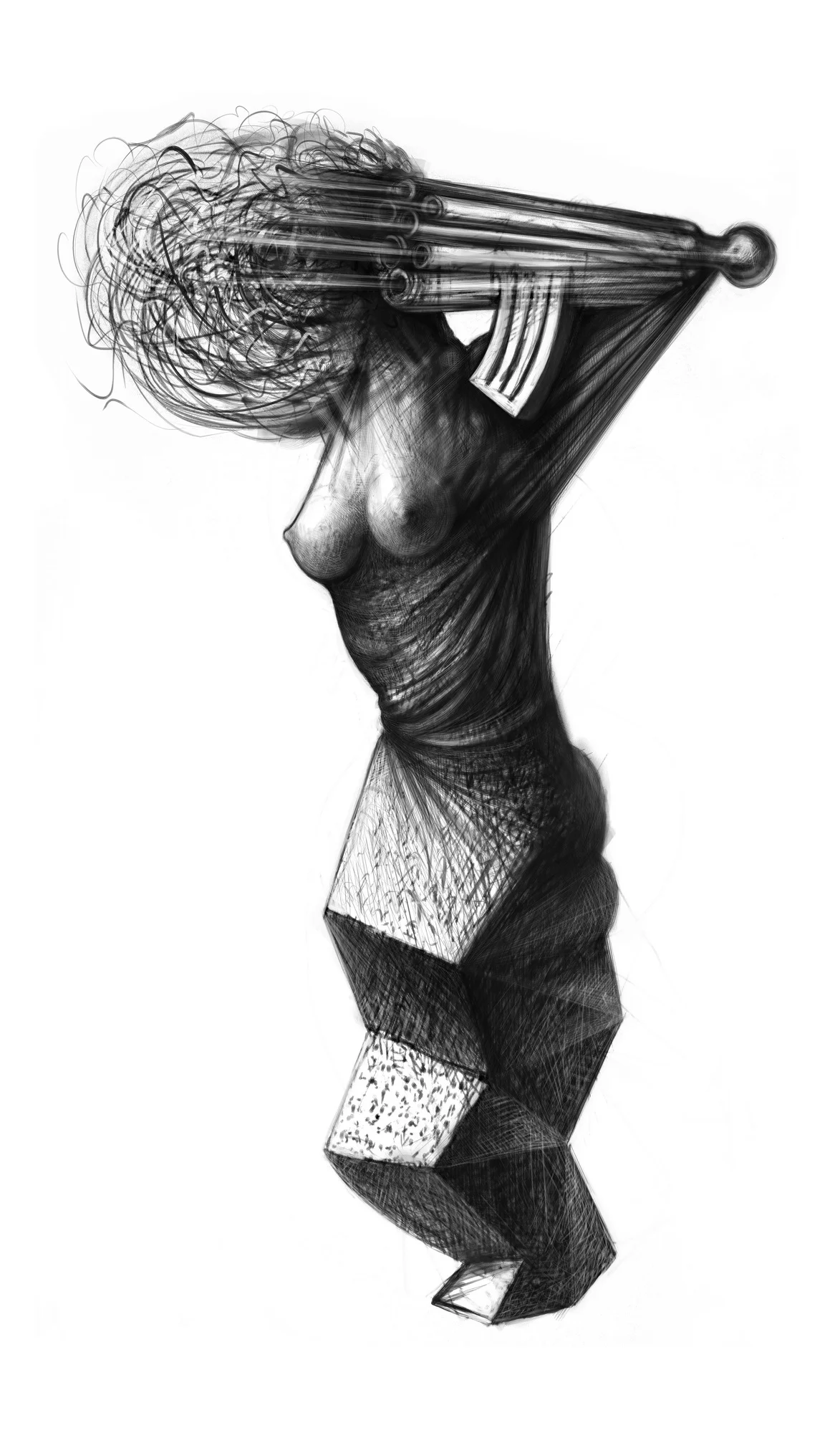 Cubist woman with calashnikov
