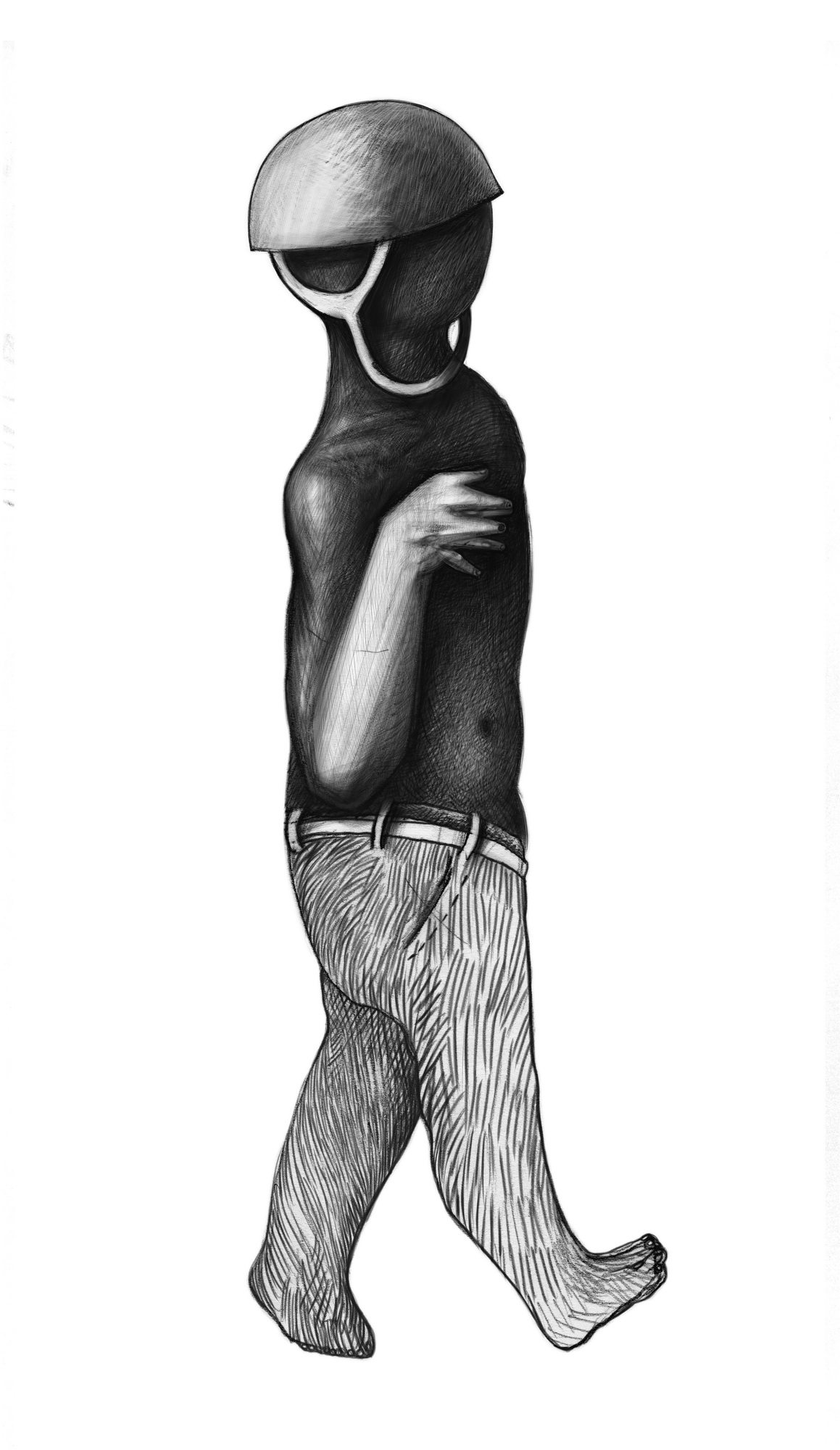 Figure with low waist pants